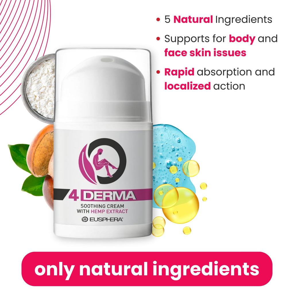 EUSPHERA 4DERMA Soothing Cream for Eczema – Hemp Extract, 1.7 oz