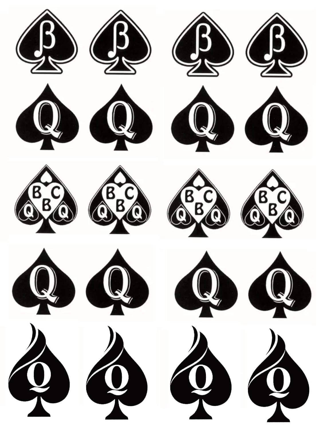 EUYF 4 Sheets BBC Queen of Spades Temporary Tattoos – 81 Designs