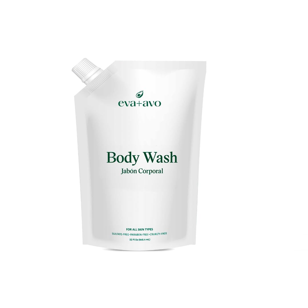 Eva + Avo Hydrating Body Wash – Gentle Moisturizing Cleanser for Dry & Sensitive Skin, 32 oz