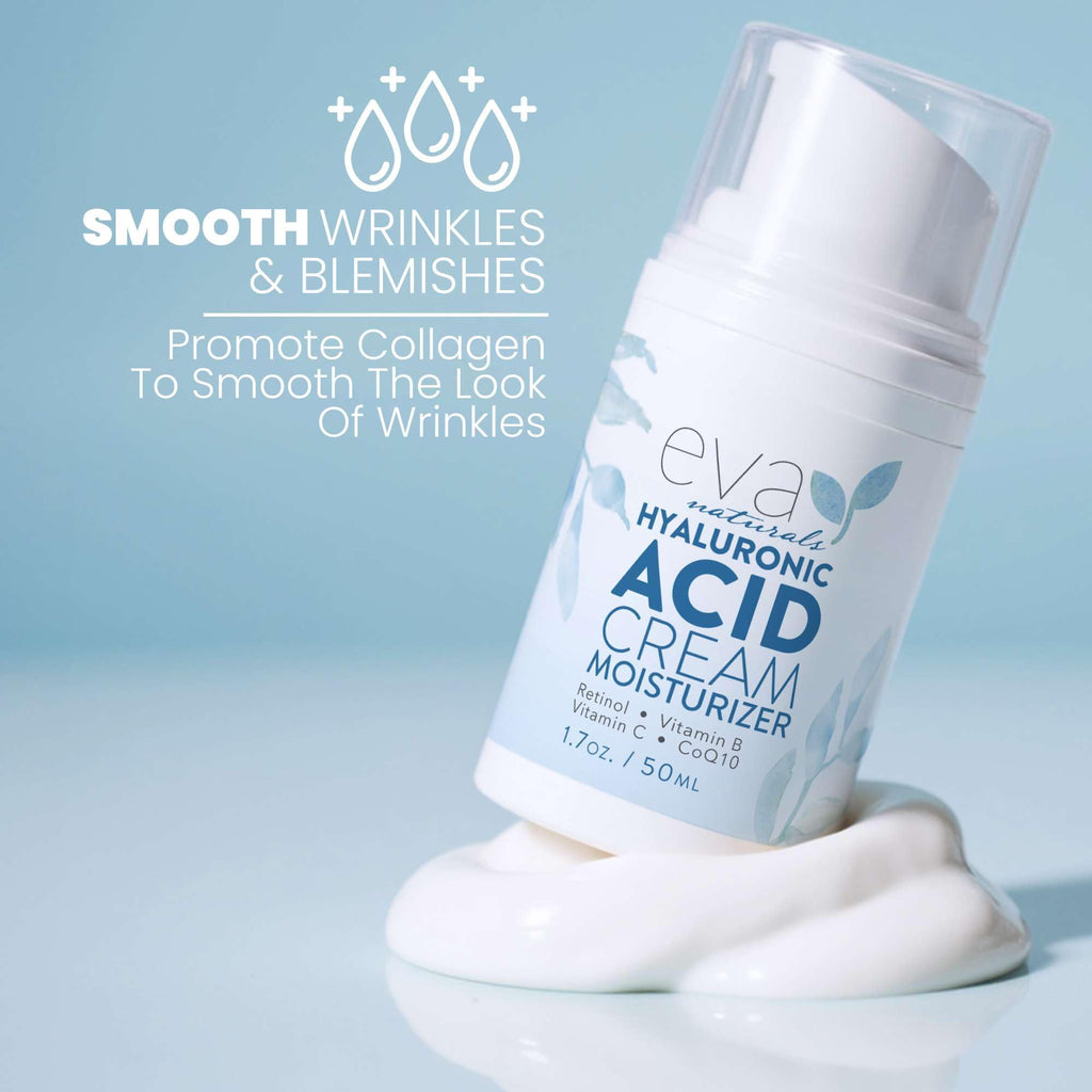 Eva Naturals Hyaluronic Acid Face Cream – Deep Hydration & Firming Moisturizer with Retinol, Vitamin C & Q10 | Day & Night, 1.7 fl oz