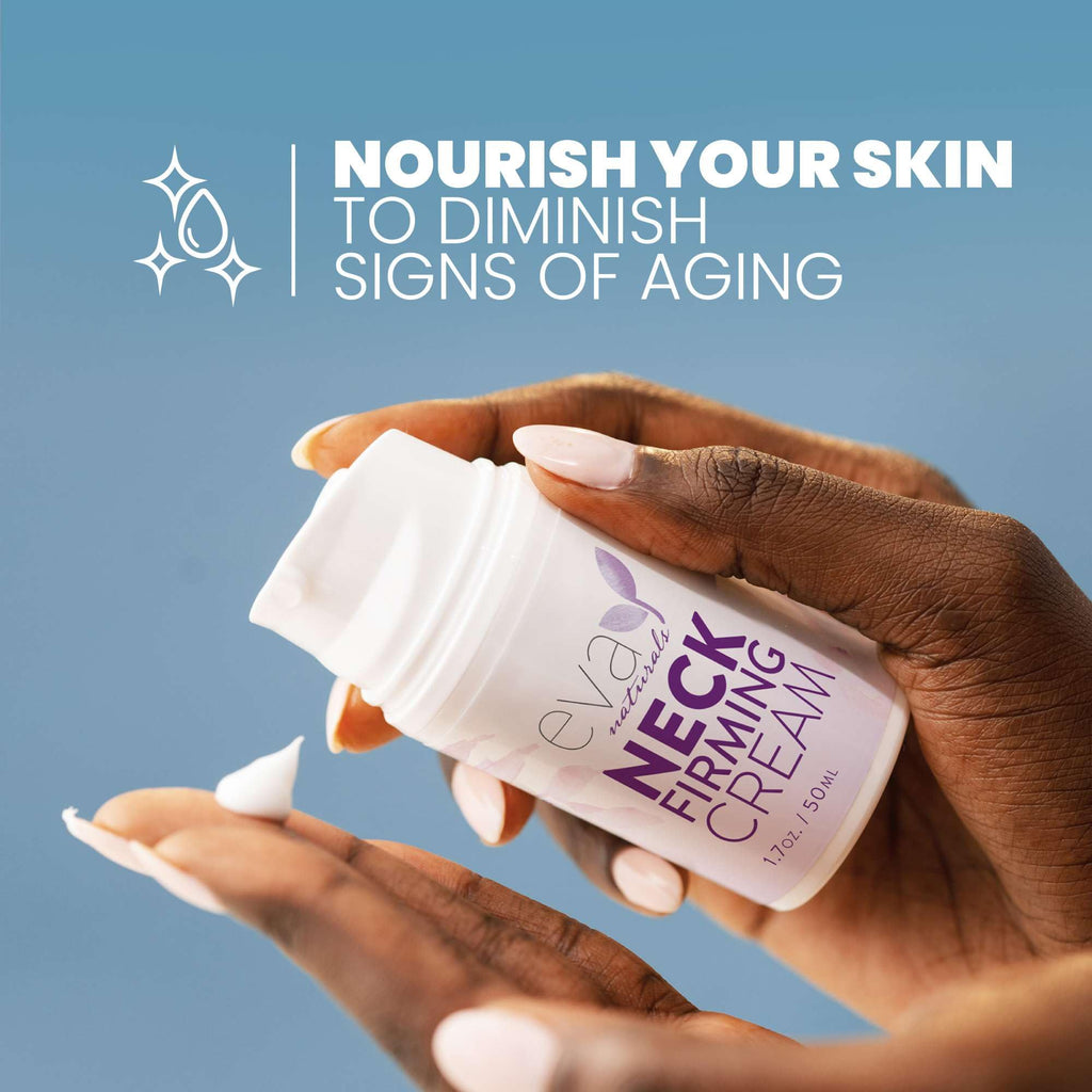 Eva Naturals Neck Firming Cream for Women | Firming, Lifting & Anti-Aging Moisturizer with Retinol, Hyaluronic Acid, Peptides & Vitamin C | 1.7 fl oz