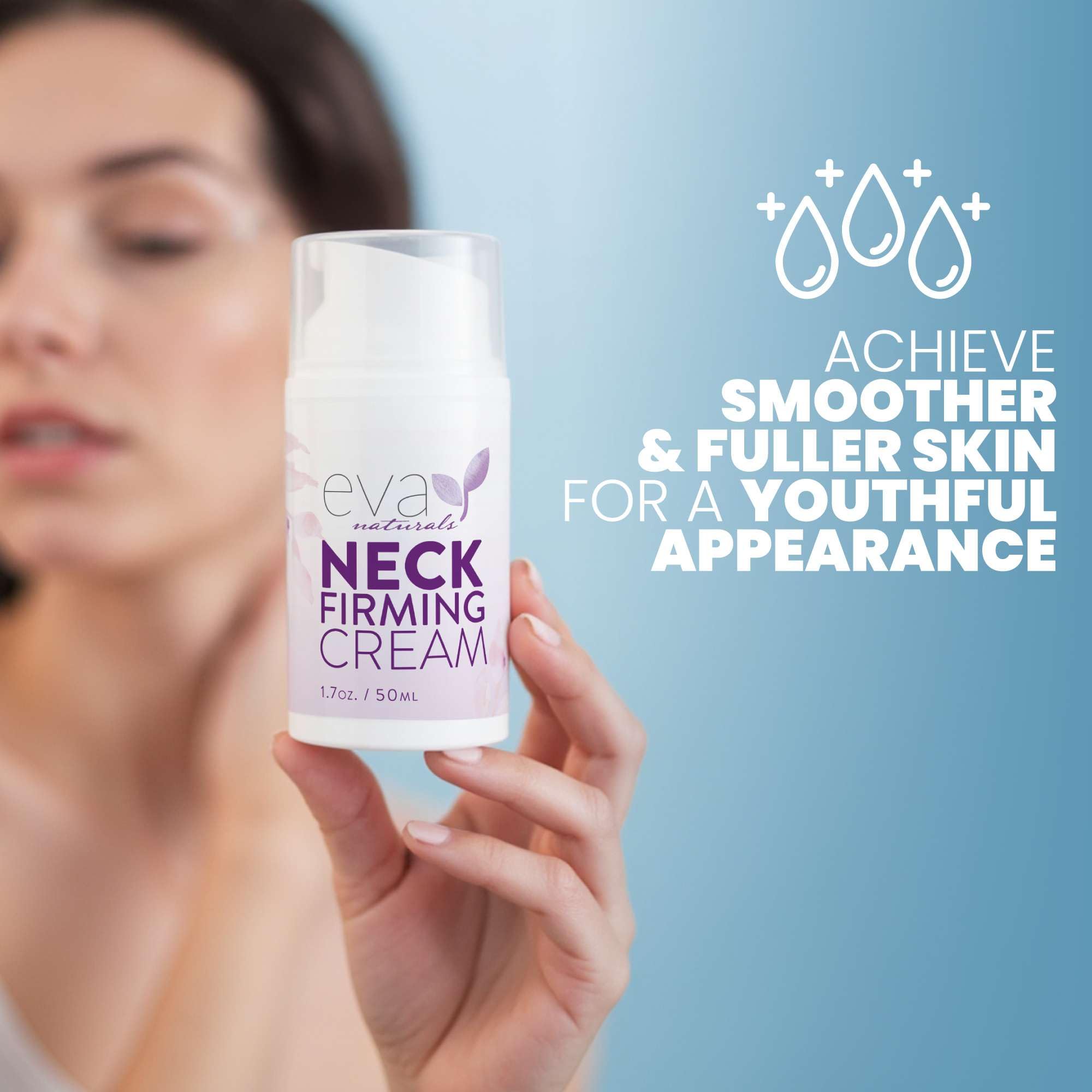 Eva Naturals Neck Firming Cream for Women | Firming, Lifting & Anti-Aging Moisturizer with Retinol, Hyaluronic Acid, Peptides & Vitamin C | 1.7 fl oz