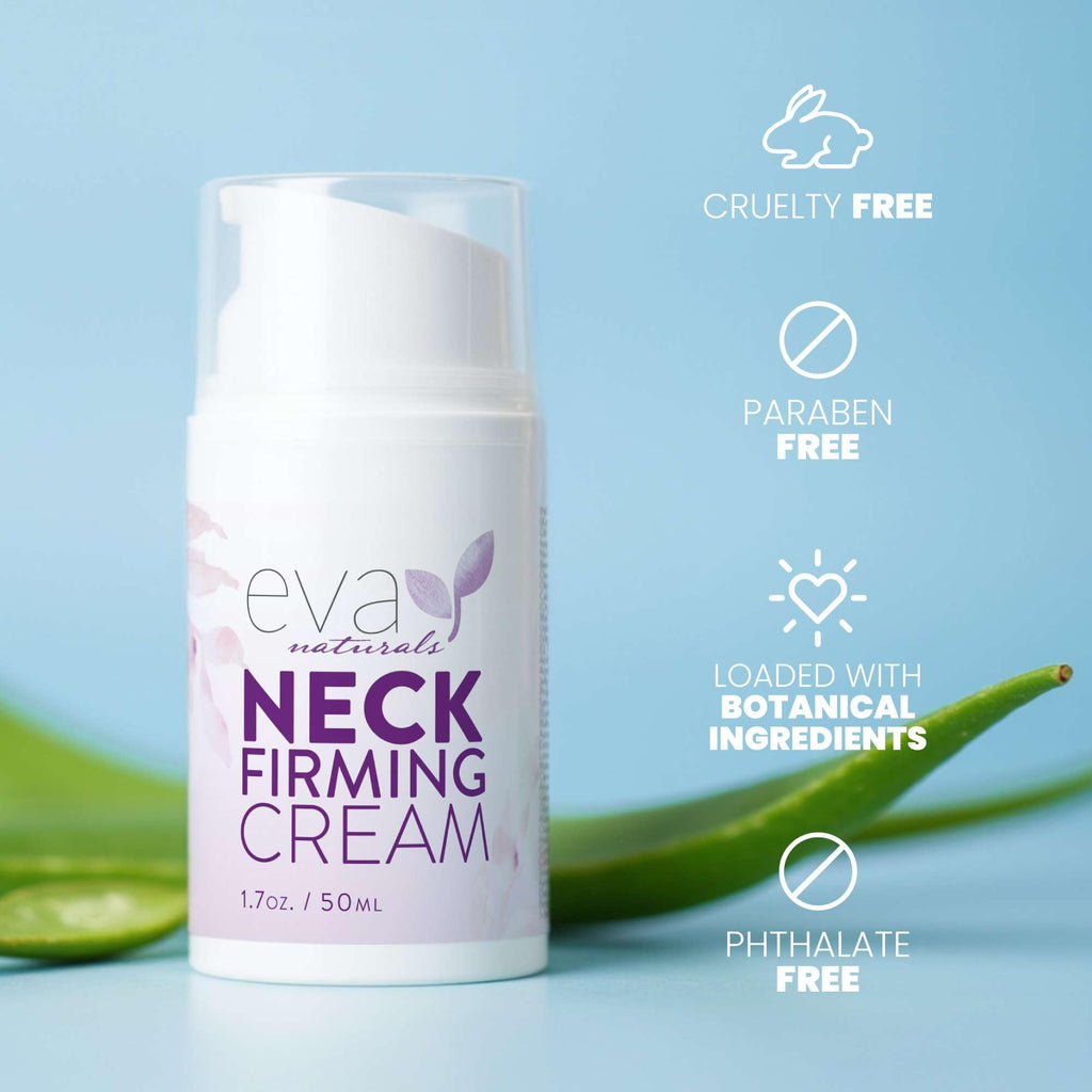 Eva Naturals Neck Firming Cream for Women | Firming, Lifting & Anti-Aging Moisturizer with Retinol, Hyaluronic Acid, Peptides & Vitamin C | 1.7 fl oz