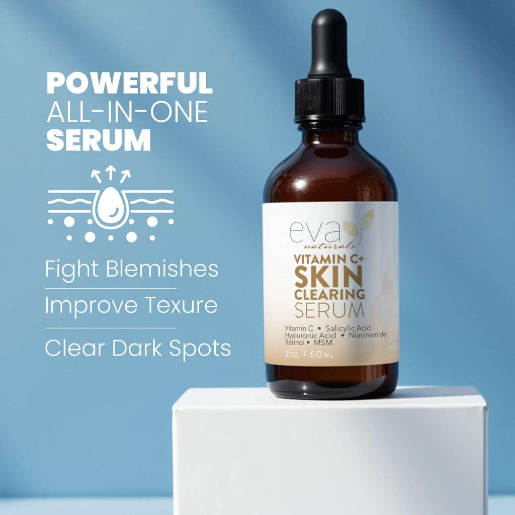 Eva Naturals Vitamin C Serum with Retinol & Salicylic Acid — Acne Clarity & Even Tone, 2 Fl Oz