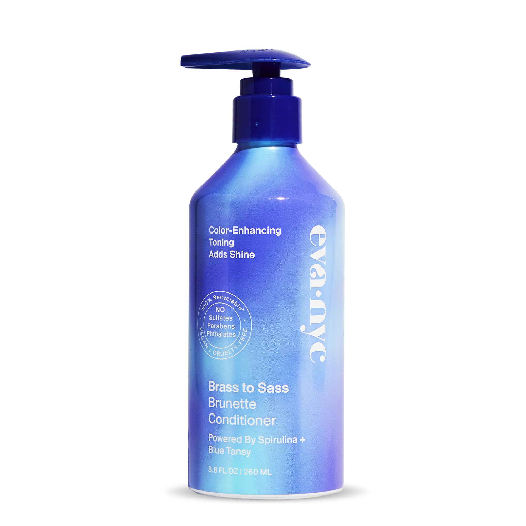 Eva NYC Brass to Sass Brunette Shampoo – Blue Toner for Brunettes