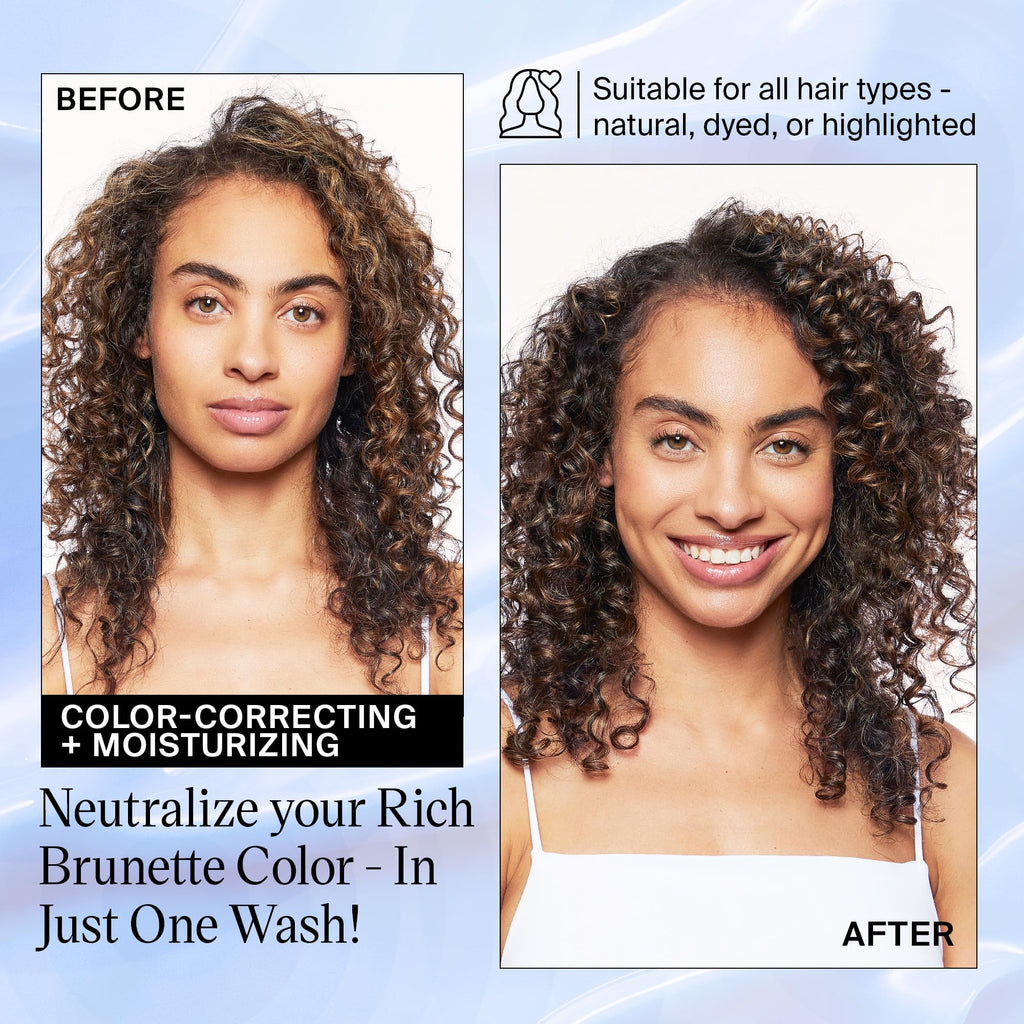 Eva NYC Brass to Sass Brunette Shampoo – Blue Toner for Brunettes