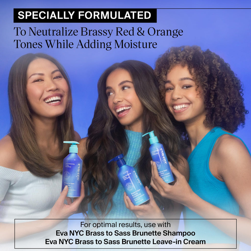 Eva NYC Brass to Sass Brunette Shampoo – Blue Toner for Brunettes