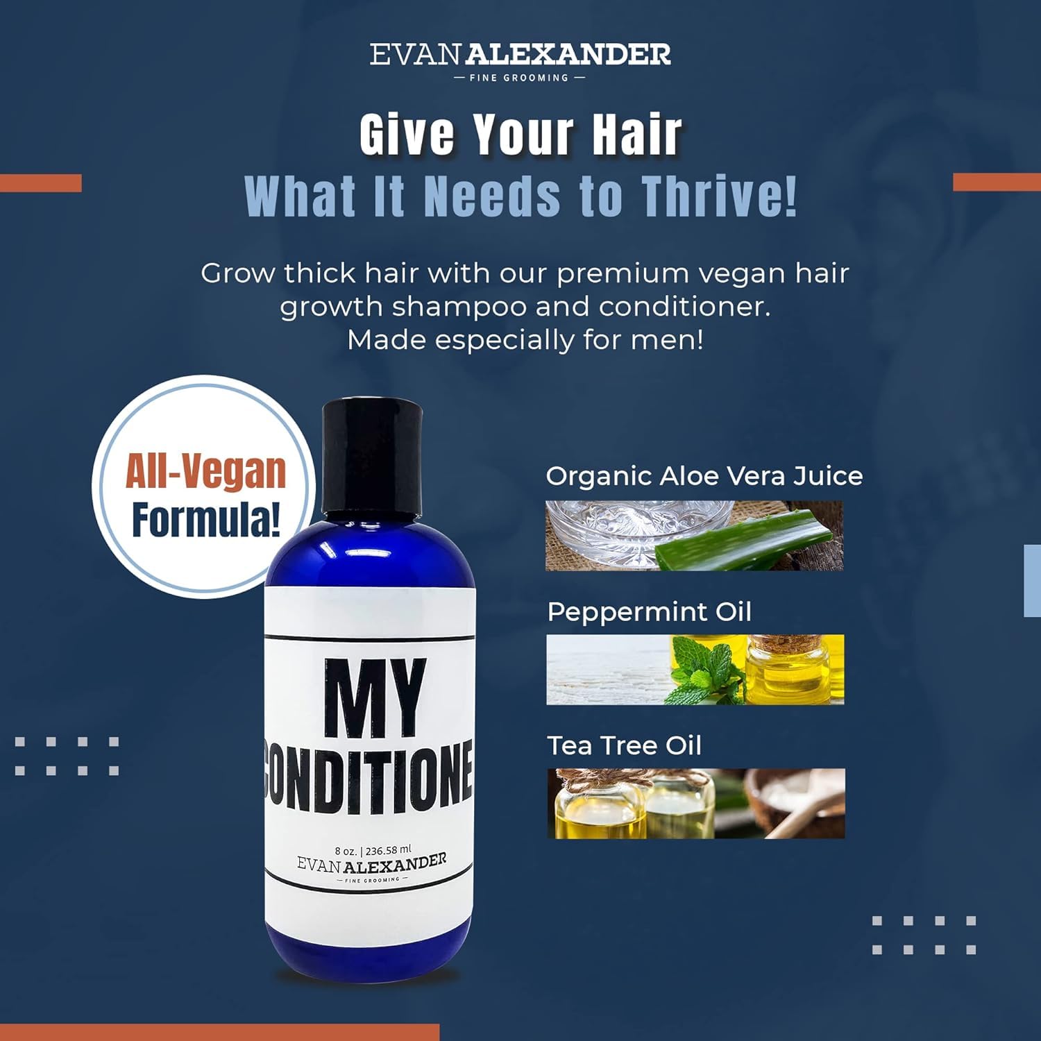 Evan Alexander Grooming MY Conditioner – Vegan, Peppermint & Tea Tree for Scalp Nourishment (8 oz)