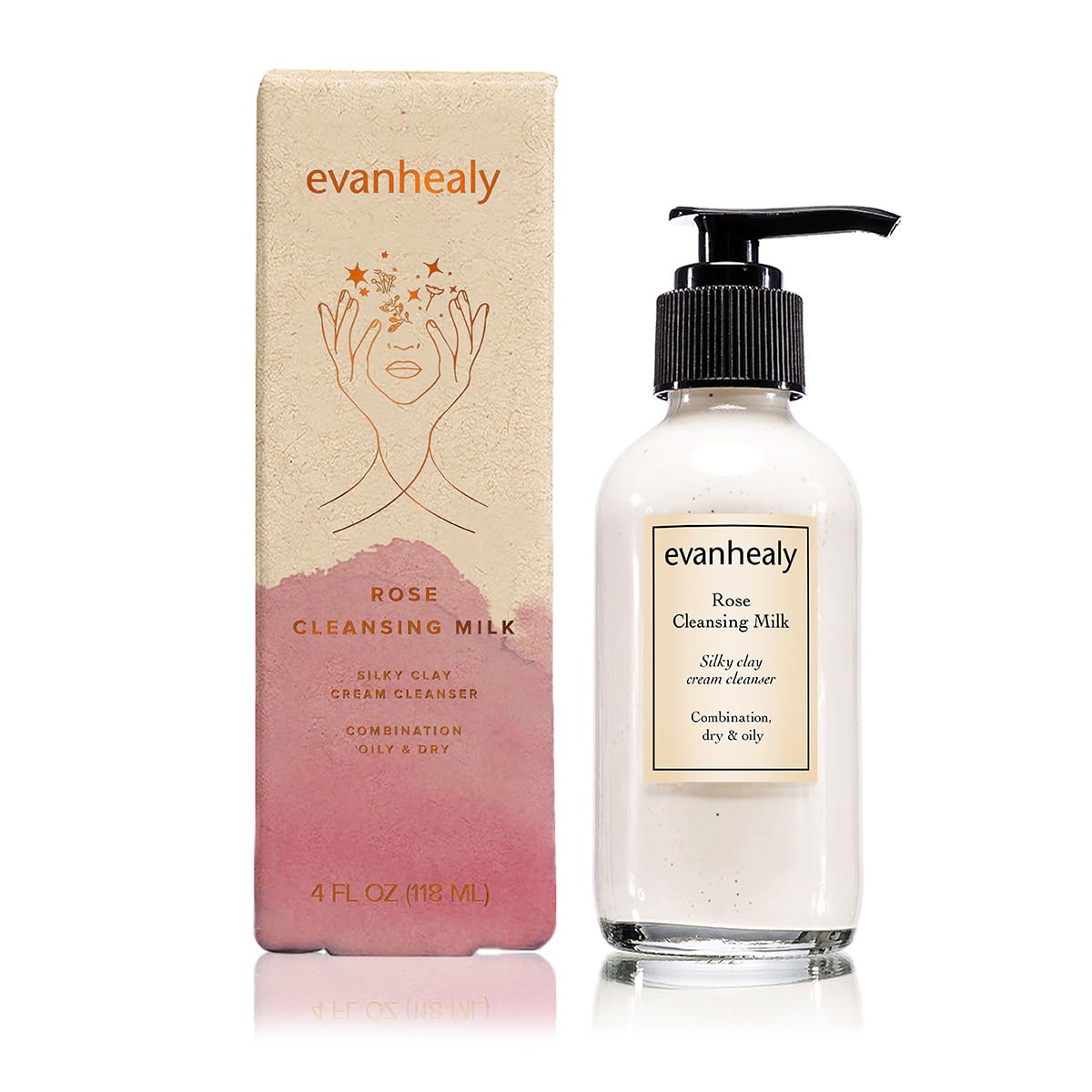 evanhealy Rose Cleansing Milk | Gentle Facial Cleanser with Distilled Hydrosols & Oils