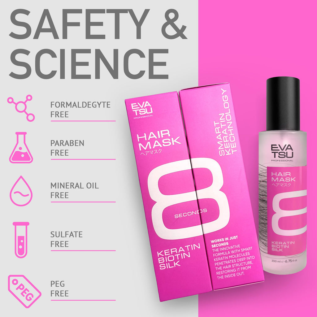 EVATSU 8-Second Hydrating Hair Mask Spray – Deep Keratin Treatment for Dry, Damaged, Frizzy Hair (6.75 oz)