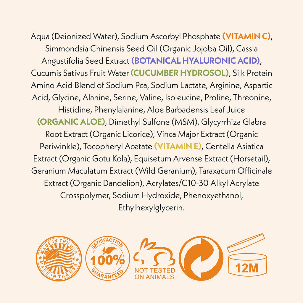 Eve Hansen Vitamin C Eye Gel – Brightening Under Eye Cream with Hyaluronic Acid, 1 oz