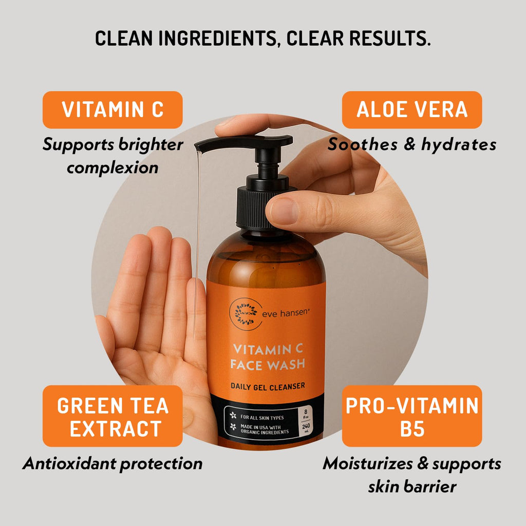 Eve Hansen Vitamin C Cleanser - 8 oz Gentle Face Wash for Uneven Tone, Age Spots & Fine Lines