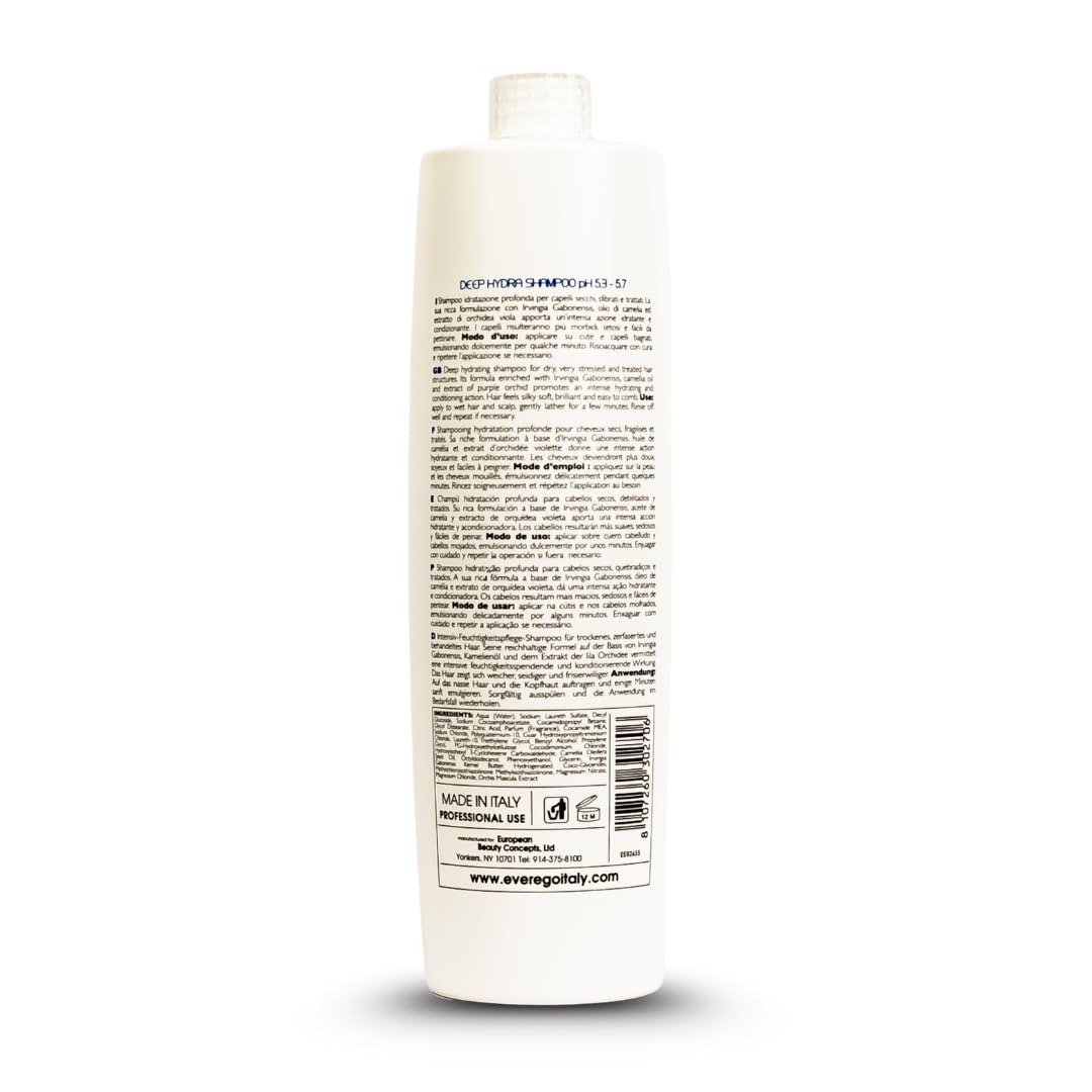 Ever Ego Italy Deep Hydra Shampoo – Hydration for Dry, Frizzy & Treated Hair | 1 L