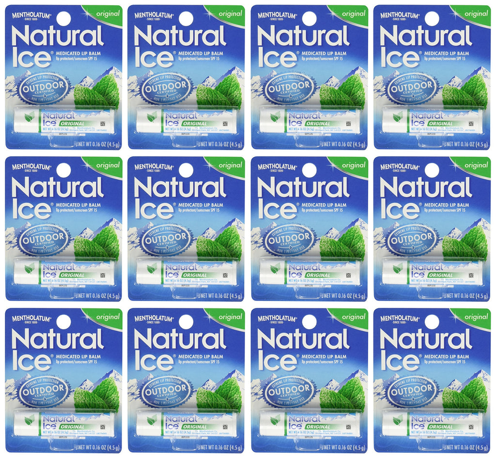 Ever Ready First Aid Mentholatum Natural Ice Medicated Lip Protectant Sunscreen, 0.16 oz Pack of 12