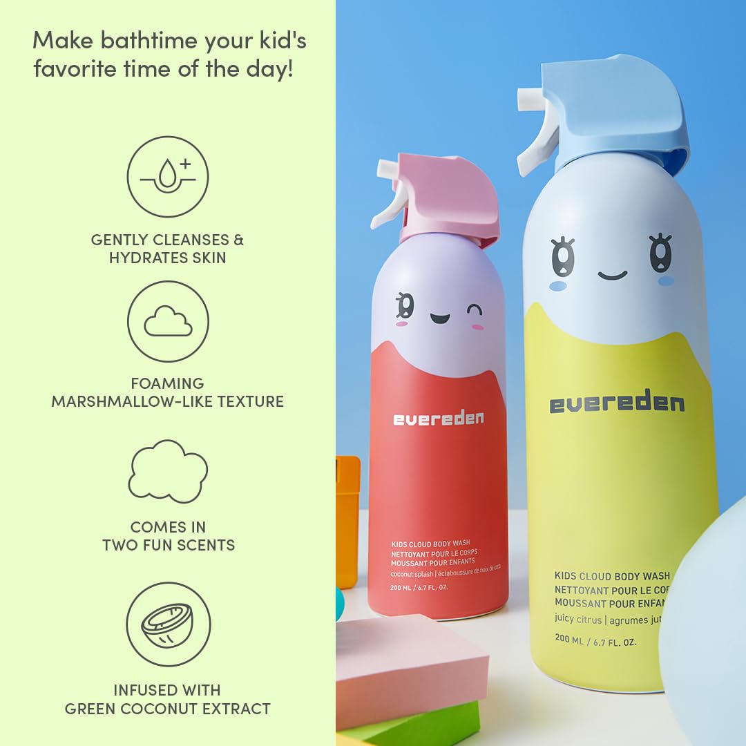Evereden Kids Shower Essentials Set — 2-in-1 Shampoo & Conditioner + Cloud Body Wash