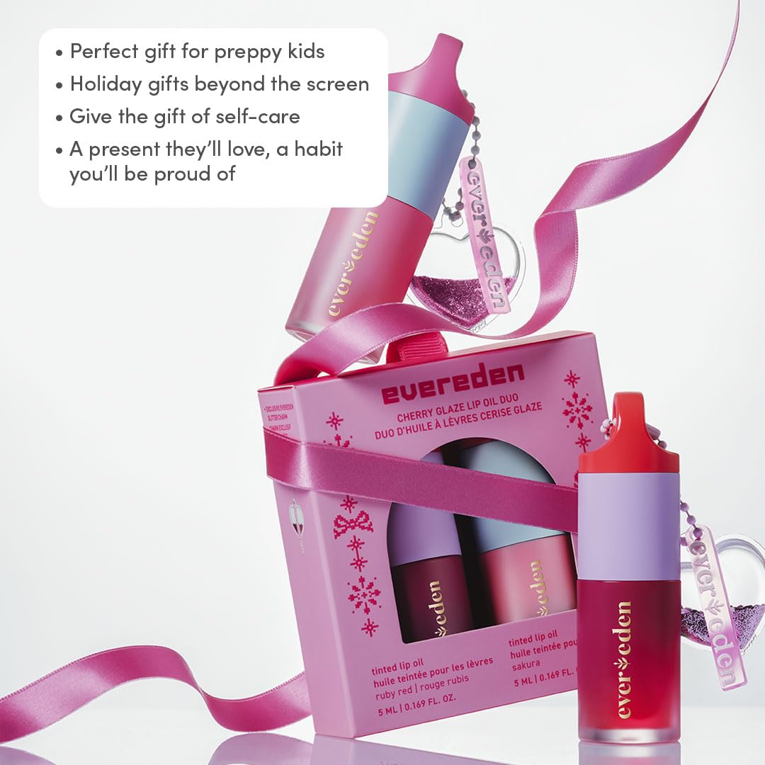 Evereden Kids Tinted Lip Gloss Gift Set – Ruby Red & Sakura Pink