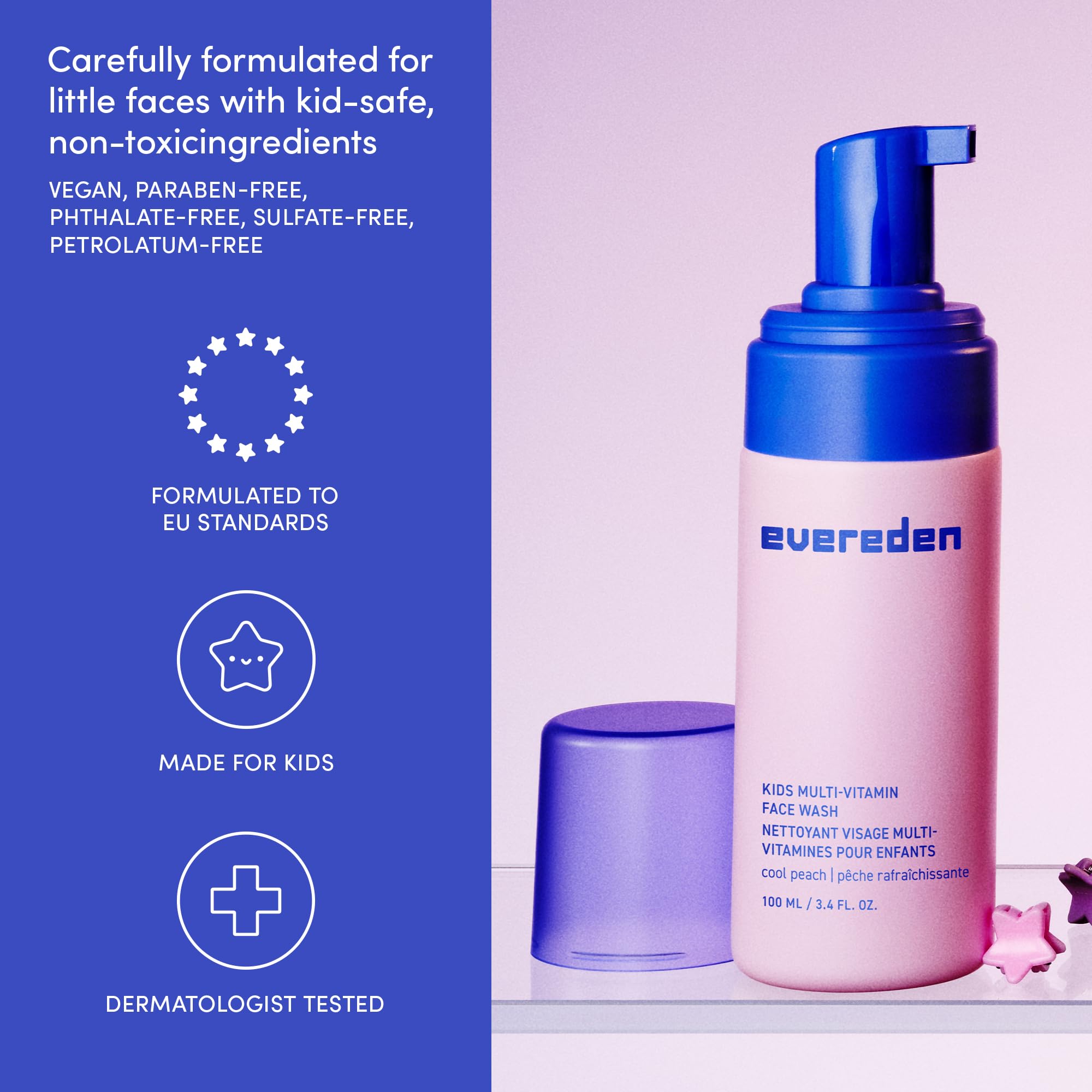 Evereden Kids Face Wash – Gentle Foaming Cleanser, Non-Toxic & Hypoallergenic