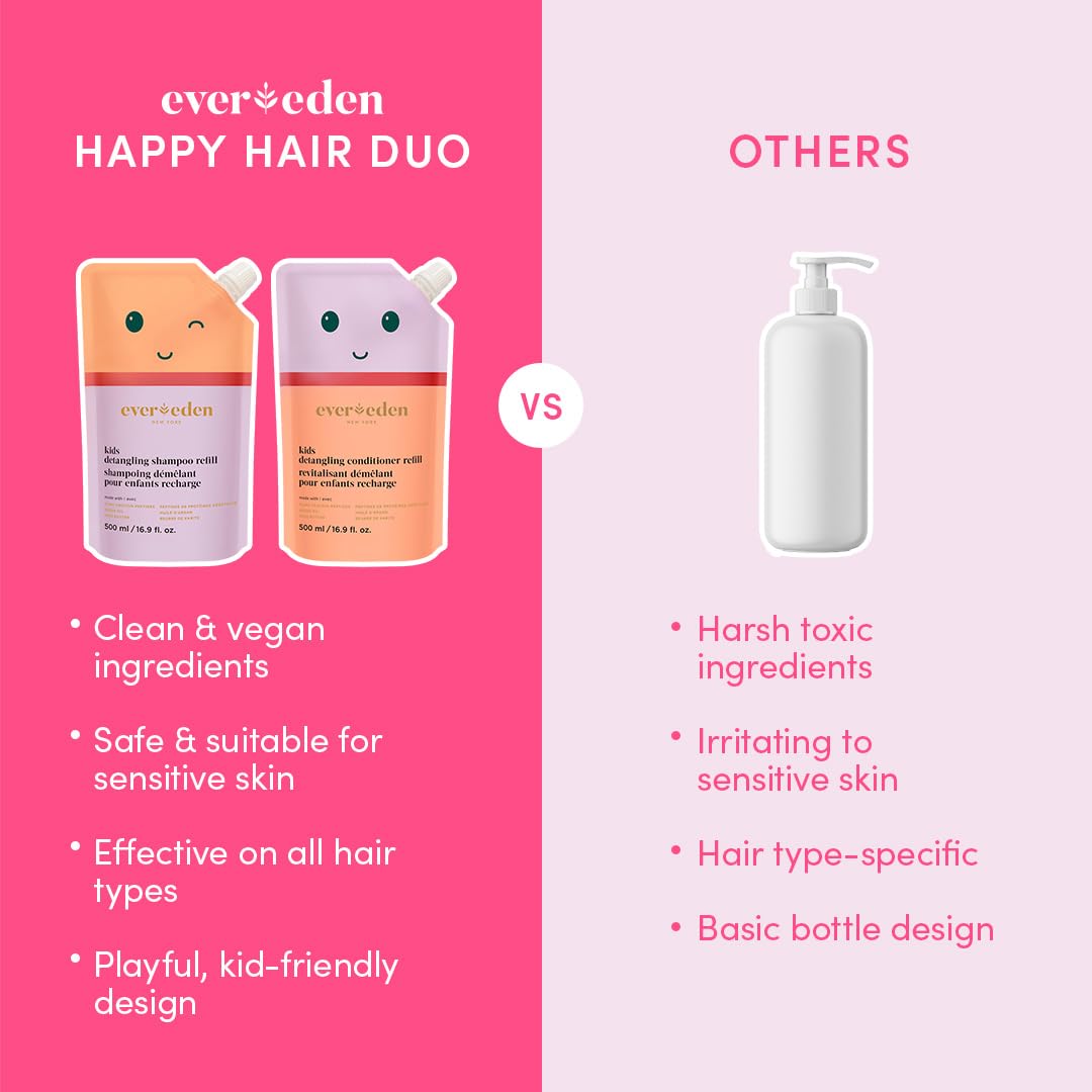 Evereden Kids Shampoo Refill 16.9 fl oz | Detangling, Clean, Non-Toxic for Gentle Kids Haircare