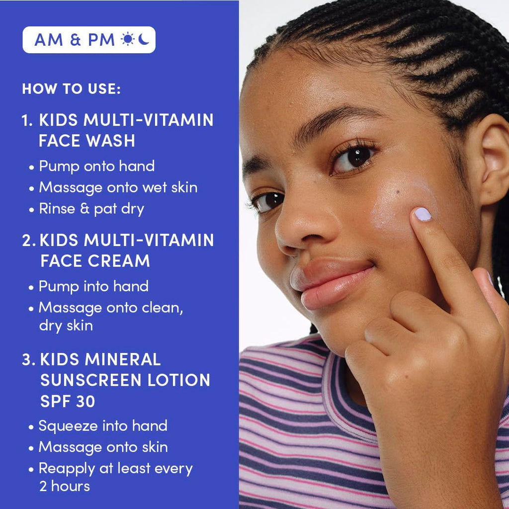 Evereden Kids Daily 1-2-3 Routine Bundle – Clean, Vegan Skincare for Kids with SPF 30 Mineral Sunscreen
