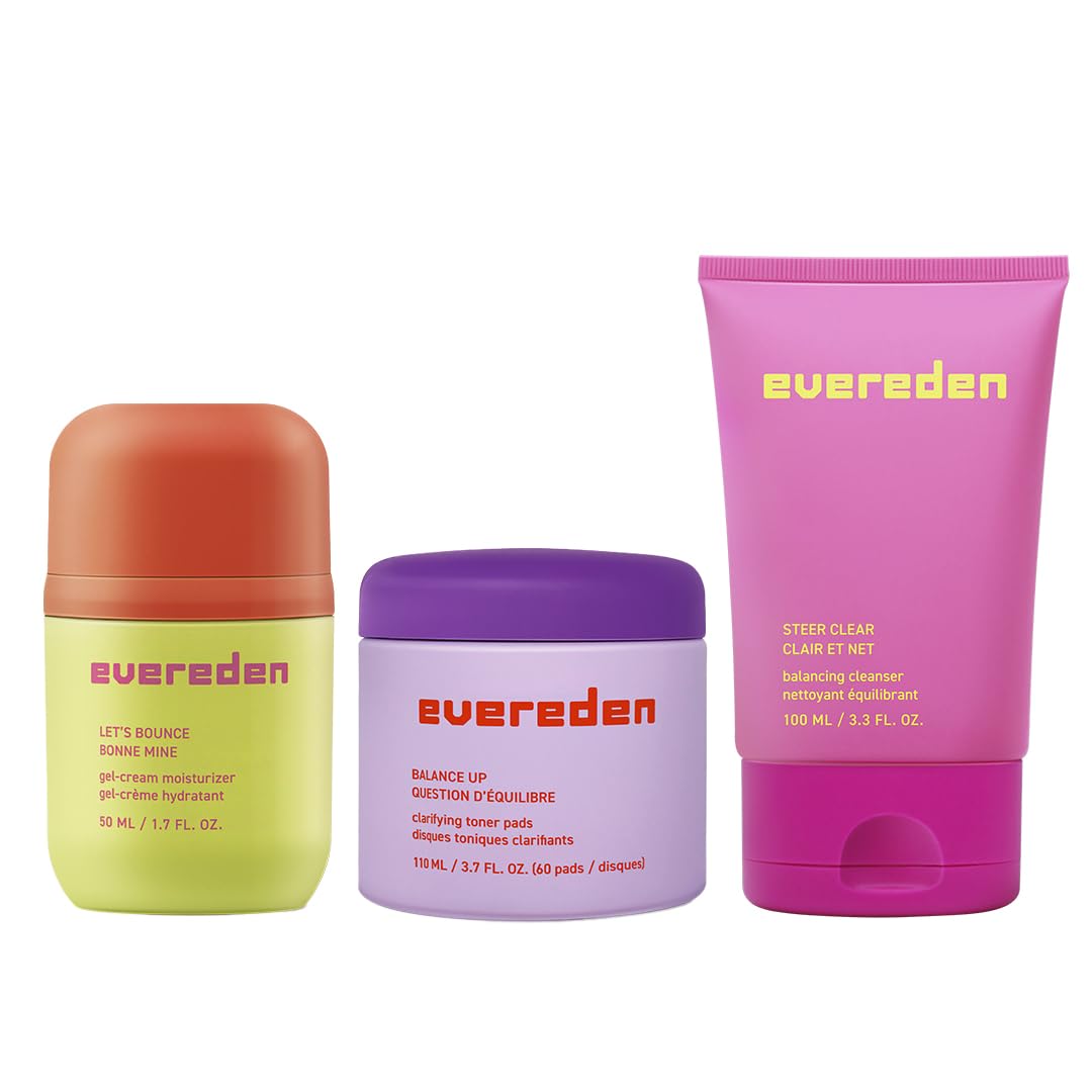 Evereden Pre-Teen Collection: Triple Green Tea Jelly Cleanser, Gel-Cream Moisturizer, & Toner Pads