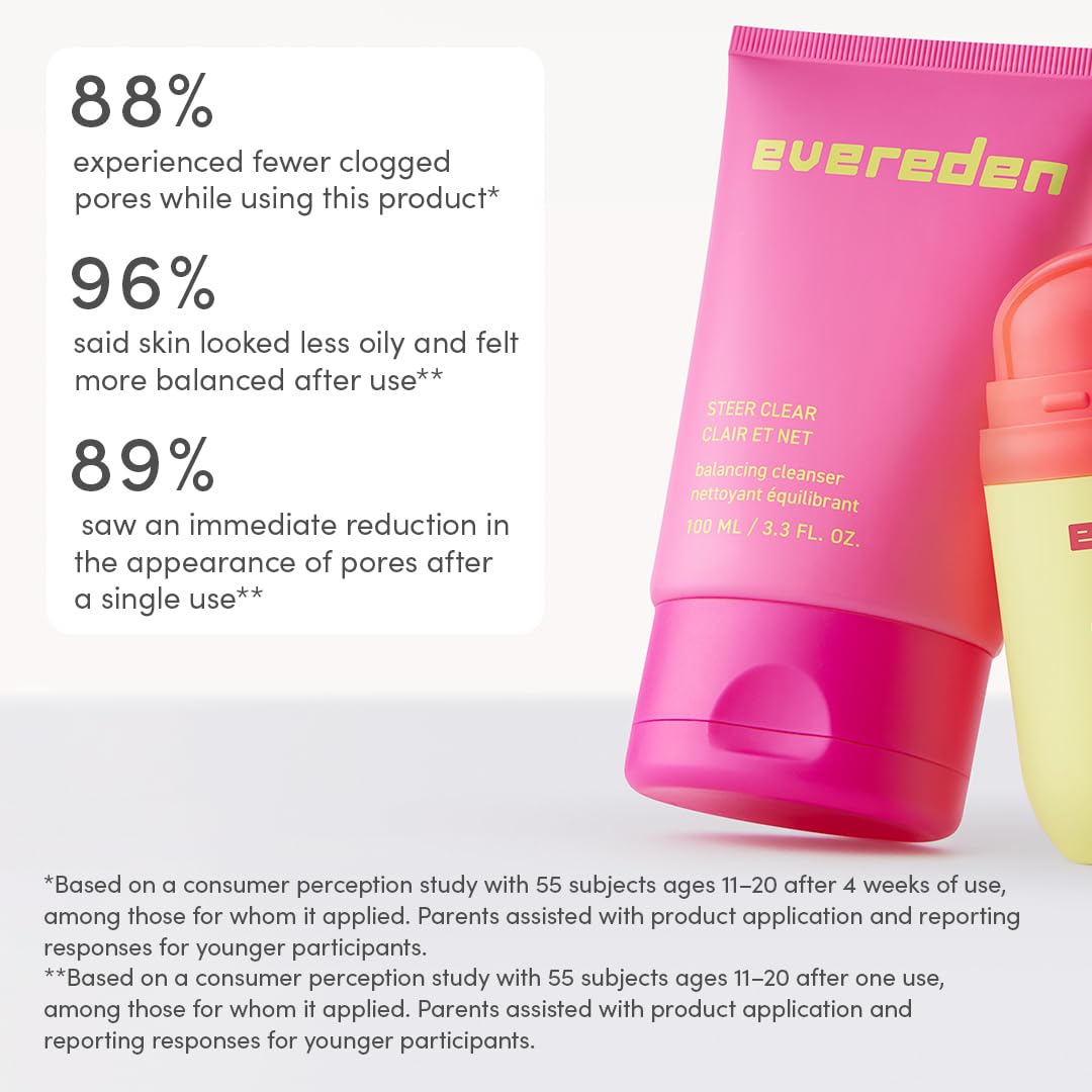 Evereden Steer Clear Balancing Jelly Cleanser – Vegan Teen Skin Care for Oily & Pimple-Prone Skin