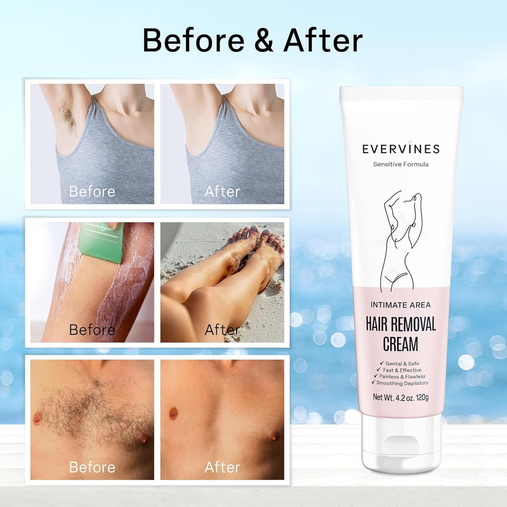 Evervines Hair Removal Cream for Women – Gentle, Fast & Painless for Sensitive Skin
