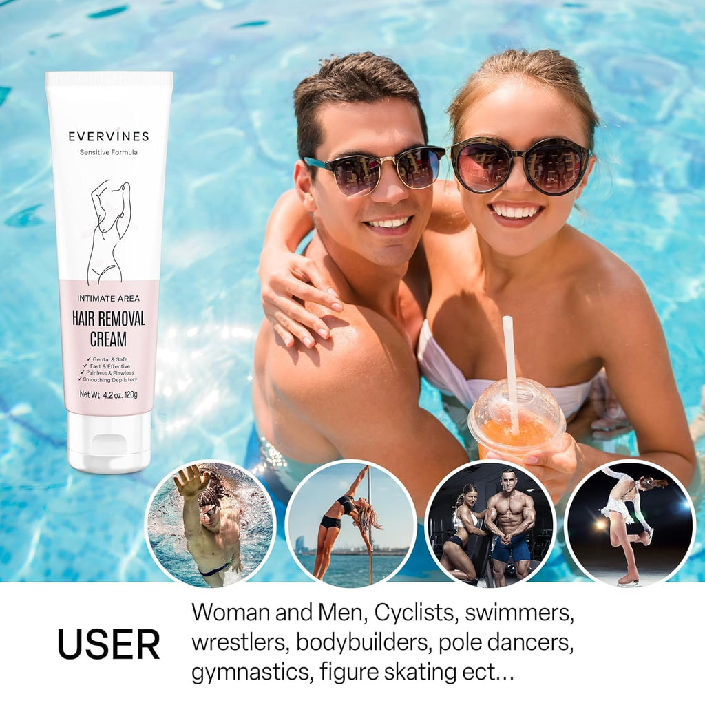 Evervines Hair Removal Cream for Women – Gentle, Fast & Painless for Sensitive Skin