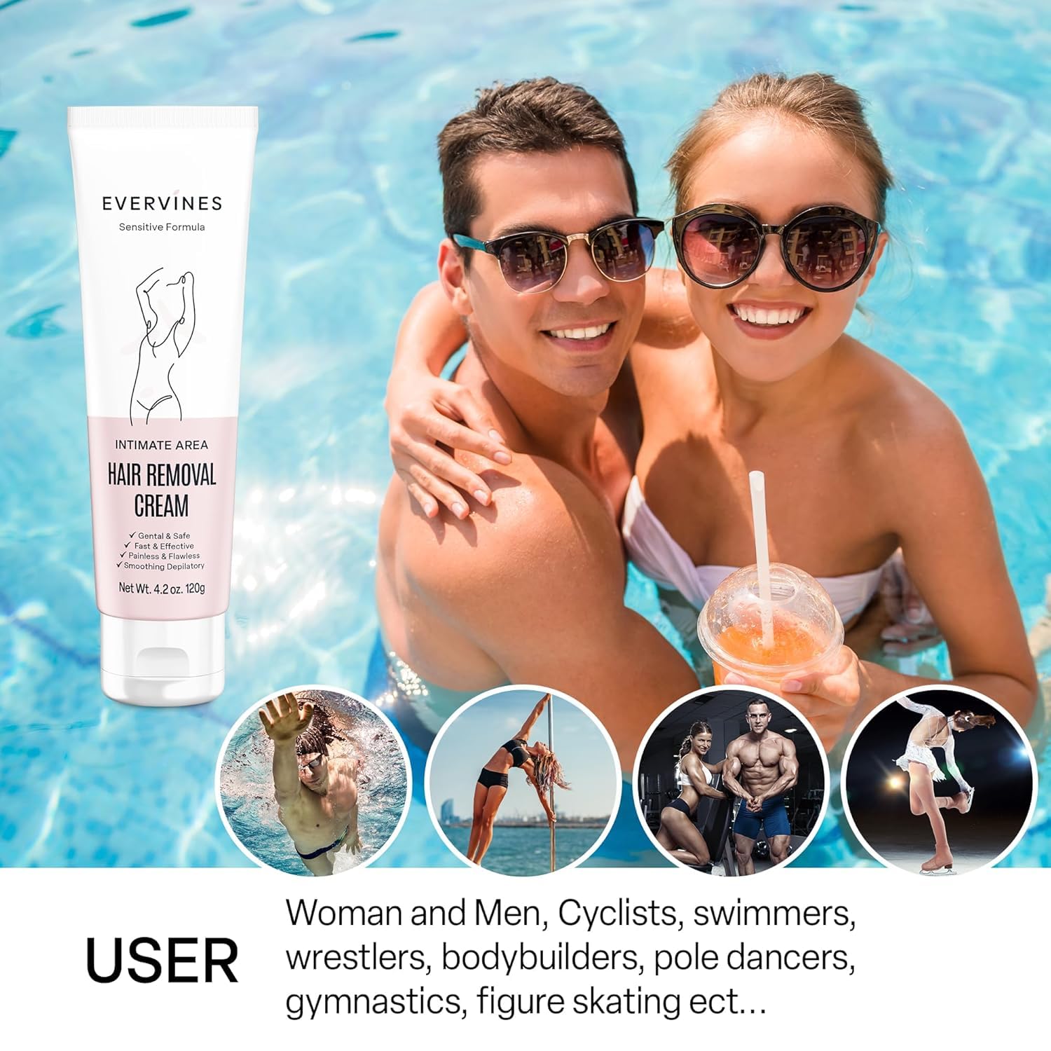 Evervines Hair Removal Cream for Women – Gentle, Fast & Painless for Sensitive Skin