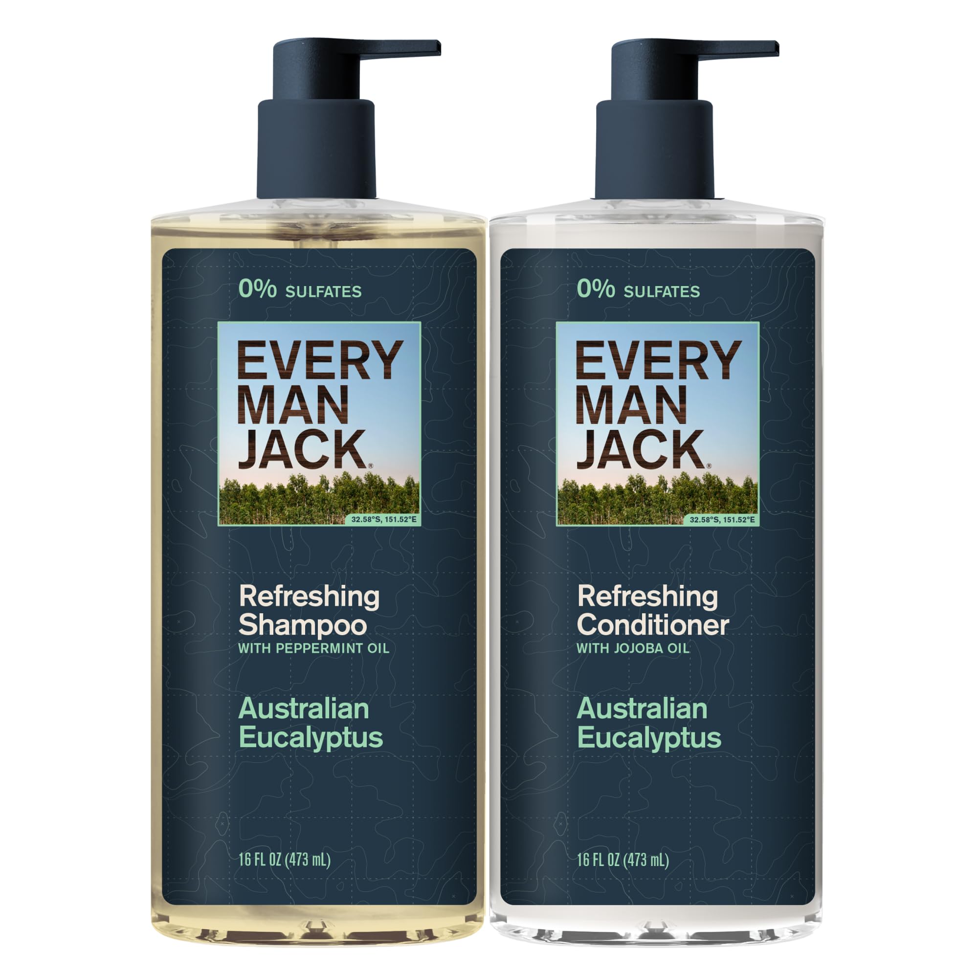 Every Man Jack Shampoo & Conditioner Set – Australian Eucalyptus, 2 x 16 oz