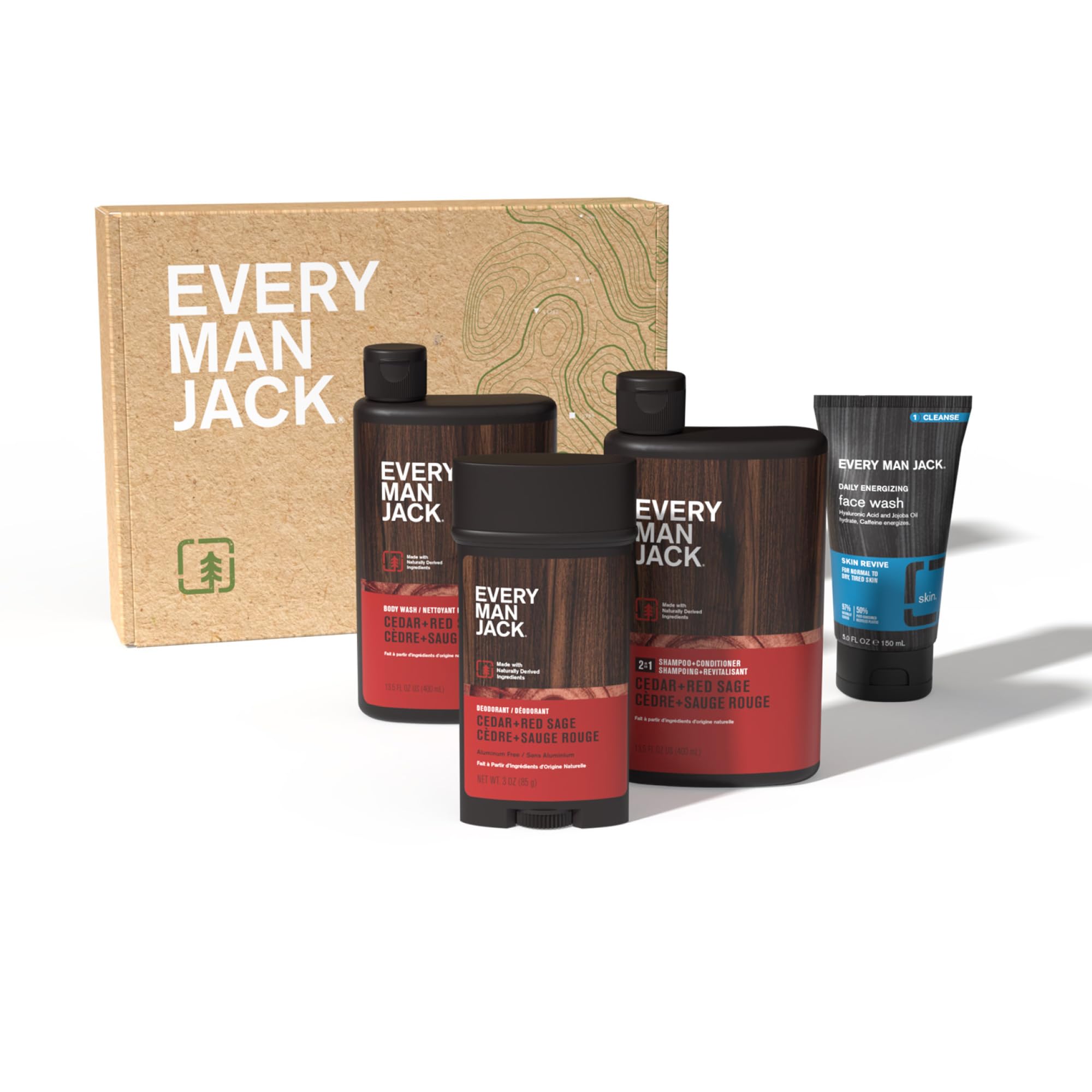 Every Man Jack Cedar & Red Sage Gift Set – Bath & Body for Men | Clean Ingredients