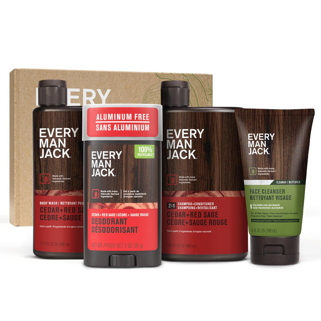 Every Man Jack Cedar & Red Sage Gift Set – Bath & Body for Men | Clean Ingredients