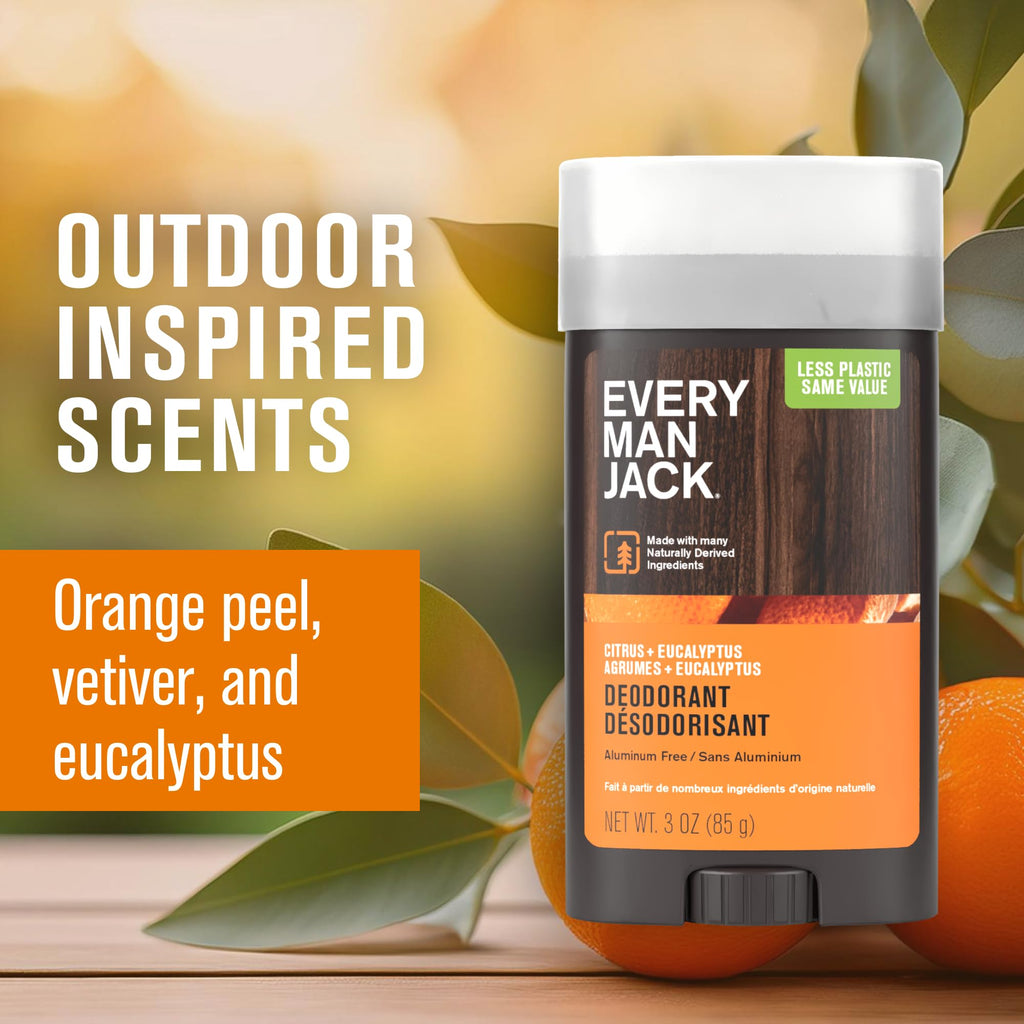 Every Man Jack Citrus + Eucalyptus Aluminum-Free Deodorant – 2-Pack, 3oz