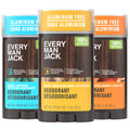 Every Man Jack Deodorant Variety Set – Aluminum-Free, 3 Full-Size Sticks (Coconut Driftwood, Citrus Eucalyptus, Amber Sandalwood)