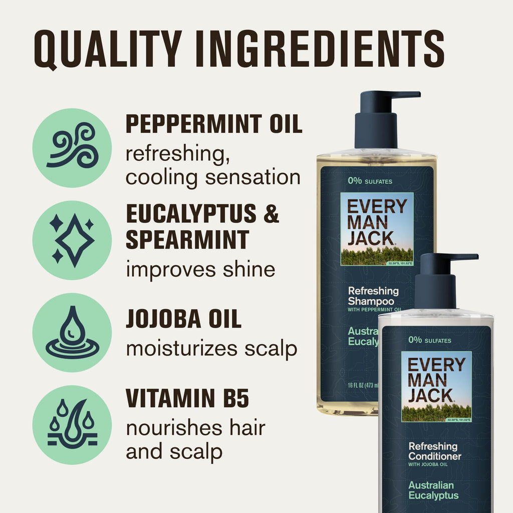Every Man Jack Shampoo & Conditioner Set – Australian Eucalyptus, 2 x 16 oz