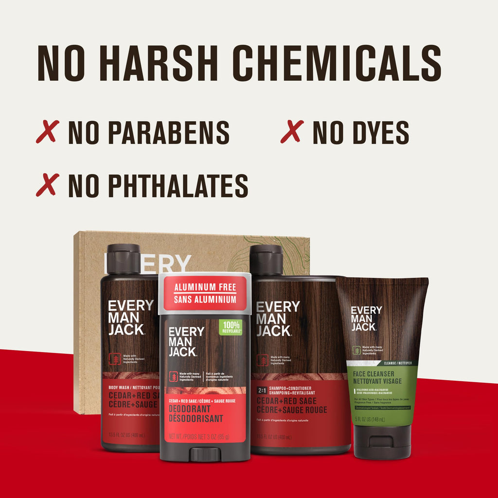 Every Man Jack Cedar & Red Sage Gift Set – Bath & Body for Men | Clean Ingredients