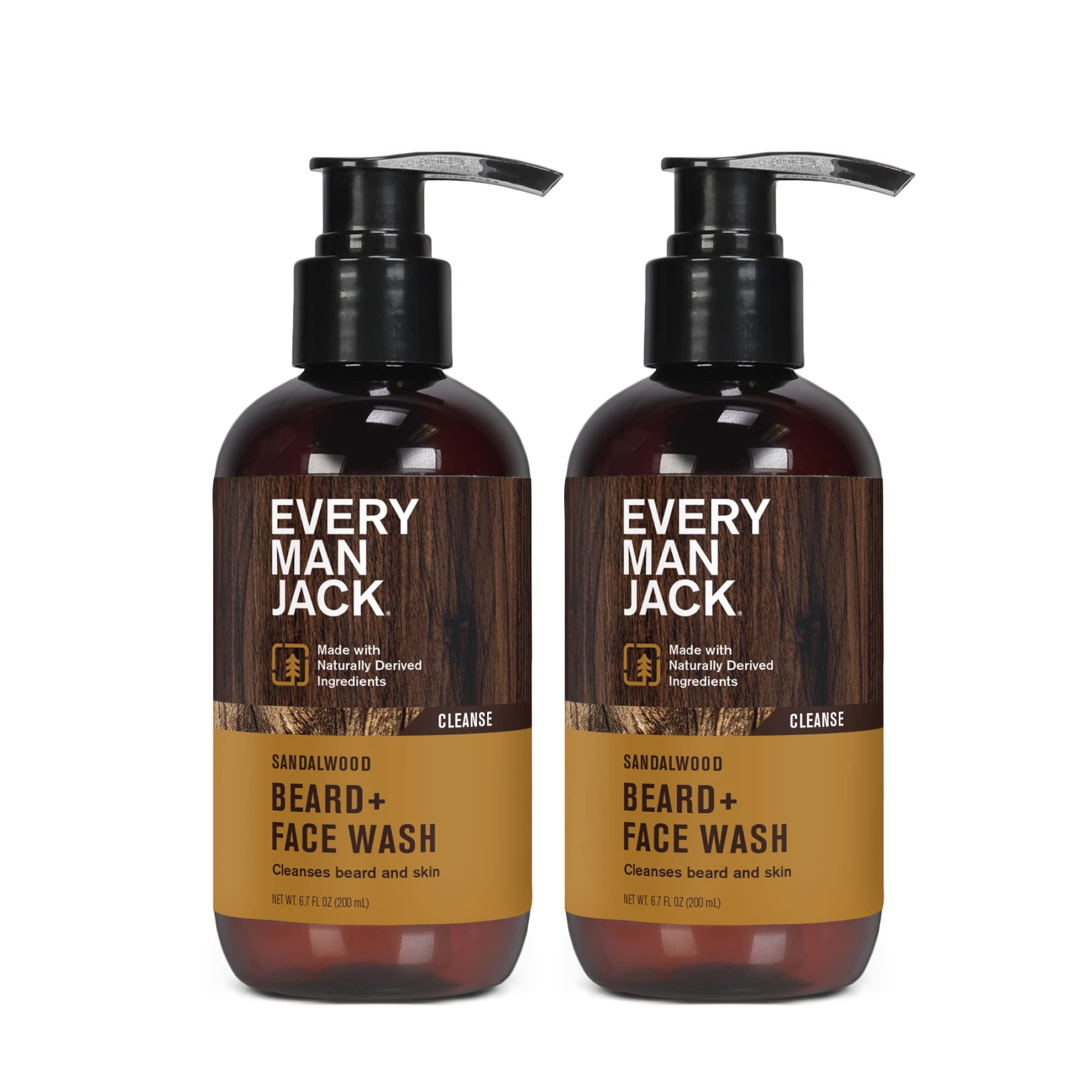Every Man Jack Sandalwood Beard Wash – Cleanse, Soften & Hydrate (2 x 6.7 oz)