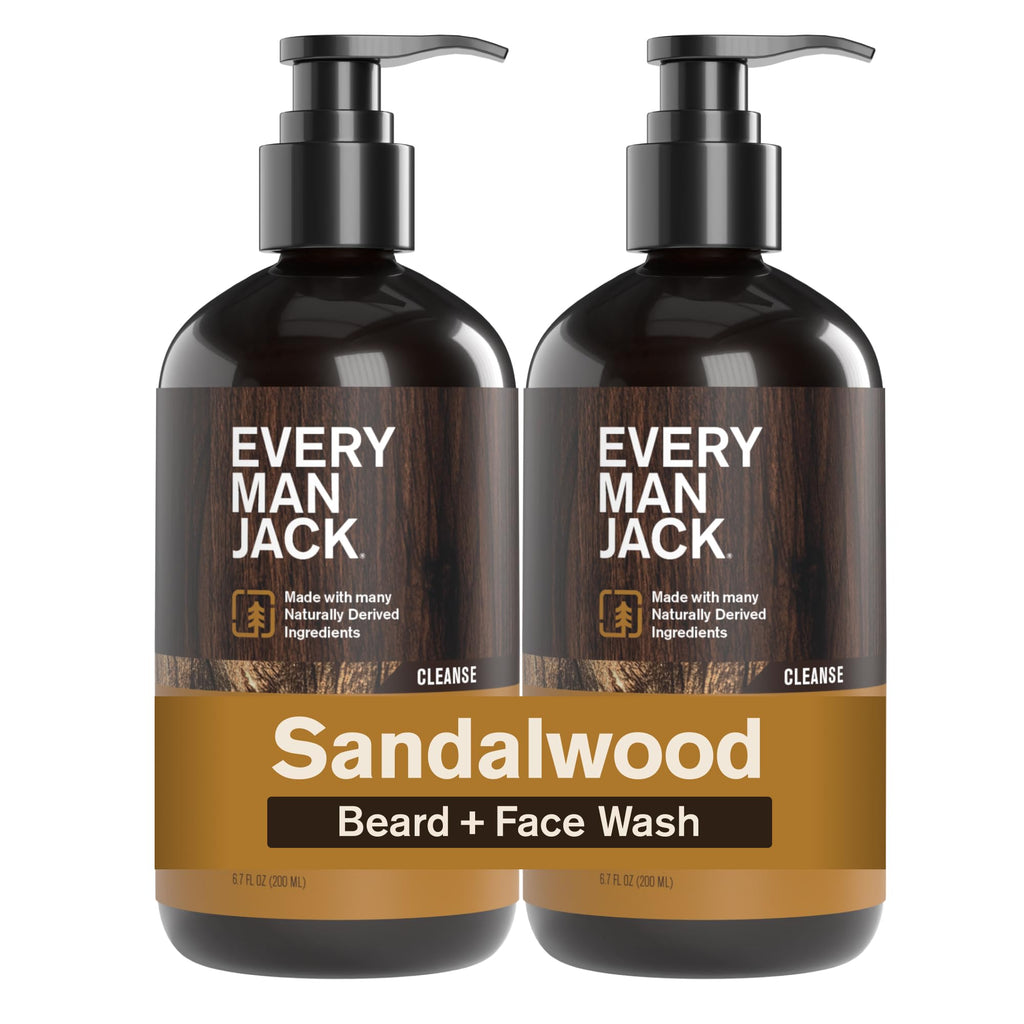 Every Man Jack Sandalwood Beard Wash – Cleanse, Soften & Hydrate (2 x 6.7 oz)