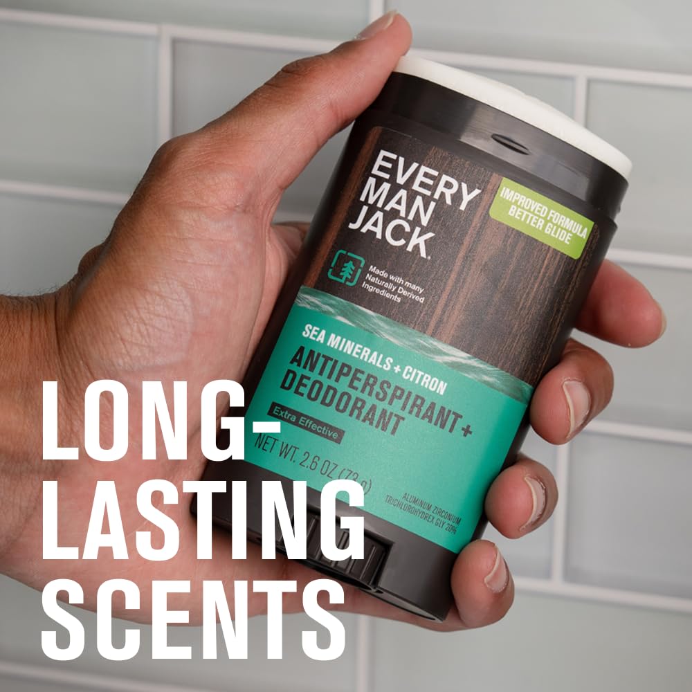 Every Man Jack Men’s Antiperspirant Deodorant Variety Pack – New Formula, Outdoor Scents, 48-Hour Protection (3 x 2.6 oz)