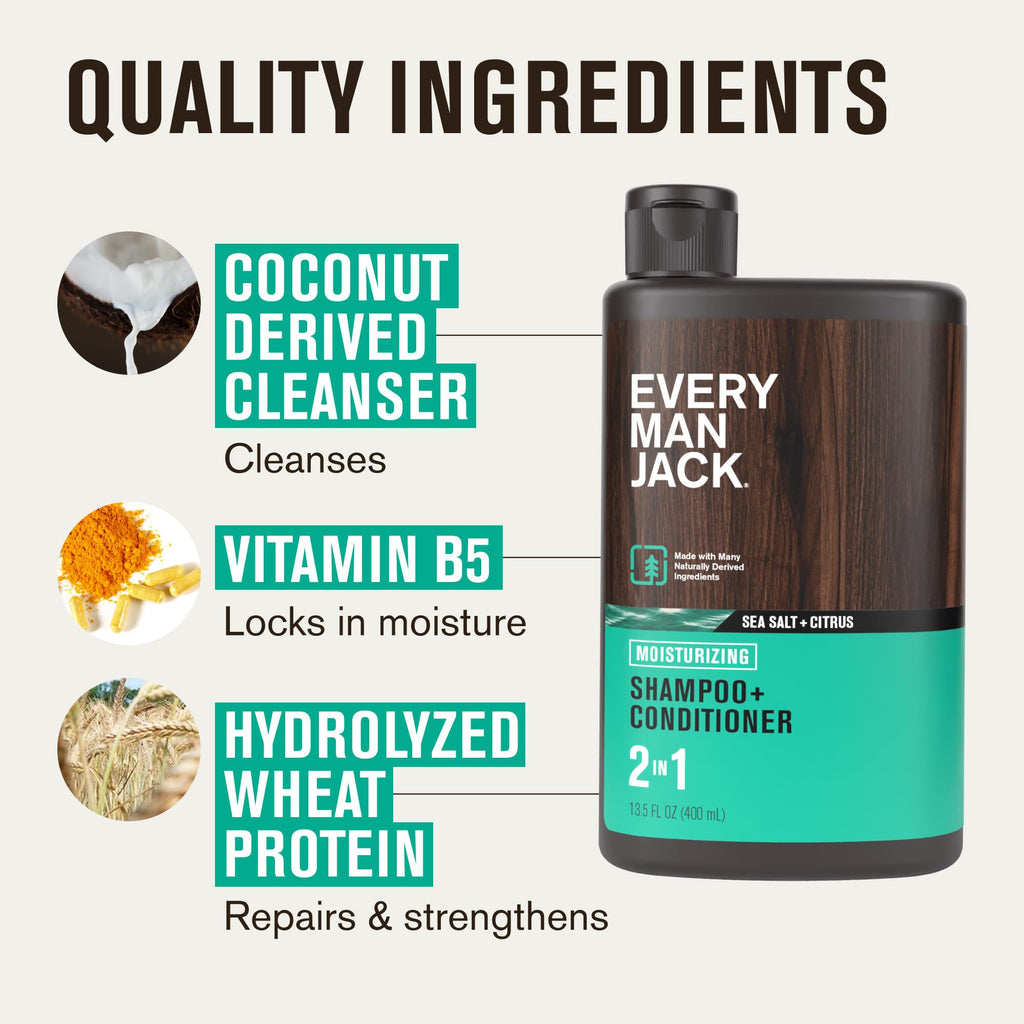 Every Man Jack Sea Salt 2-in-1 Shampoo, 13.5 Fl Oz