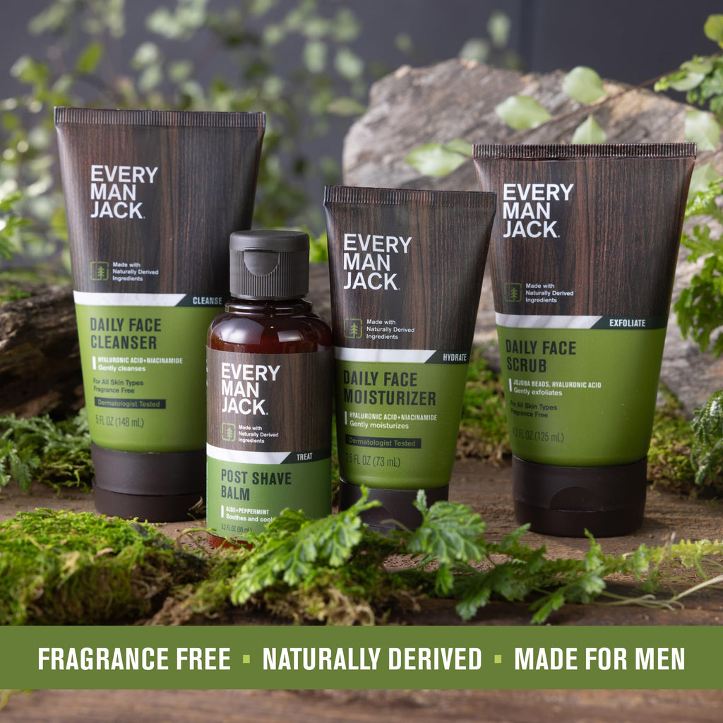 Every Man Jack Gentle Exfoliating Face Scrub for Men — Jojoba Beads, Hyaluronic Acid, Caffeine, 4.2 oz Twin Pack