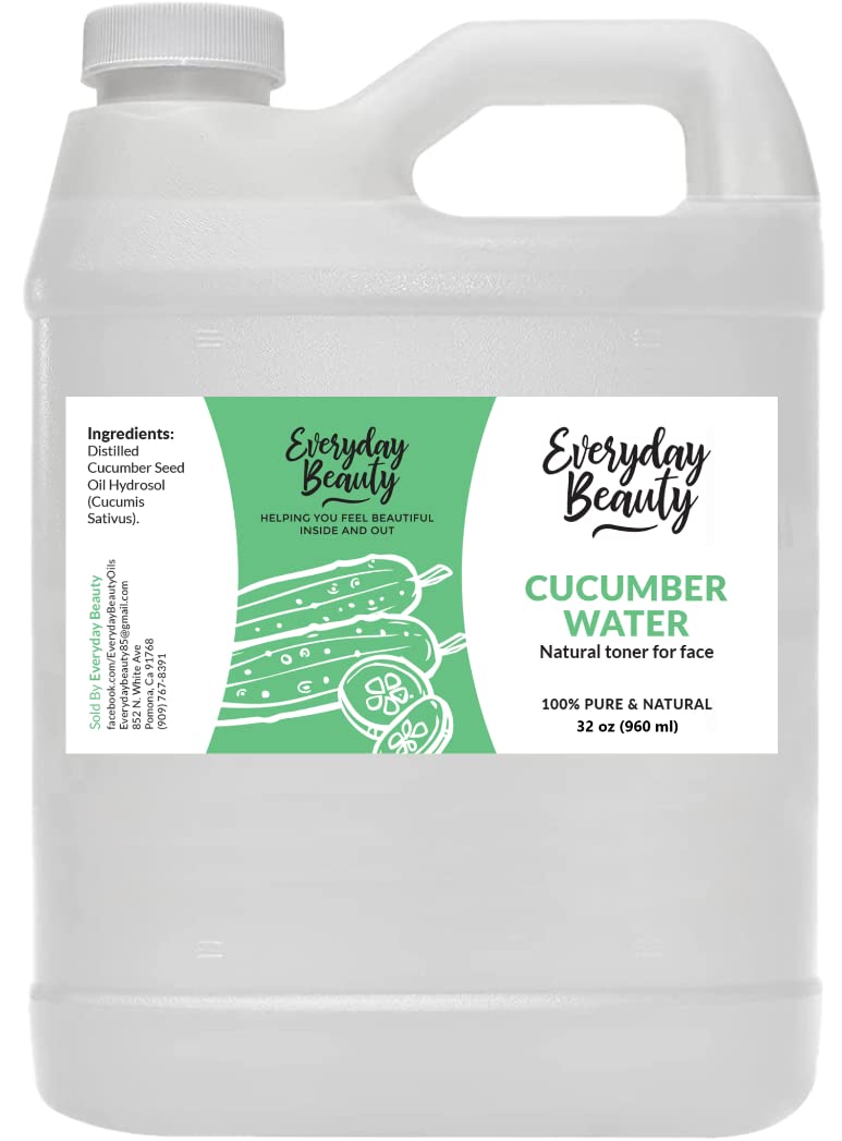 Everyday Beauty Cucumber Hydrosol Bulk - 32 oz All Natural Hydrating Spray for Face & Hair