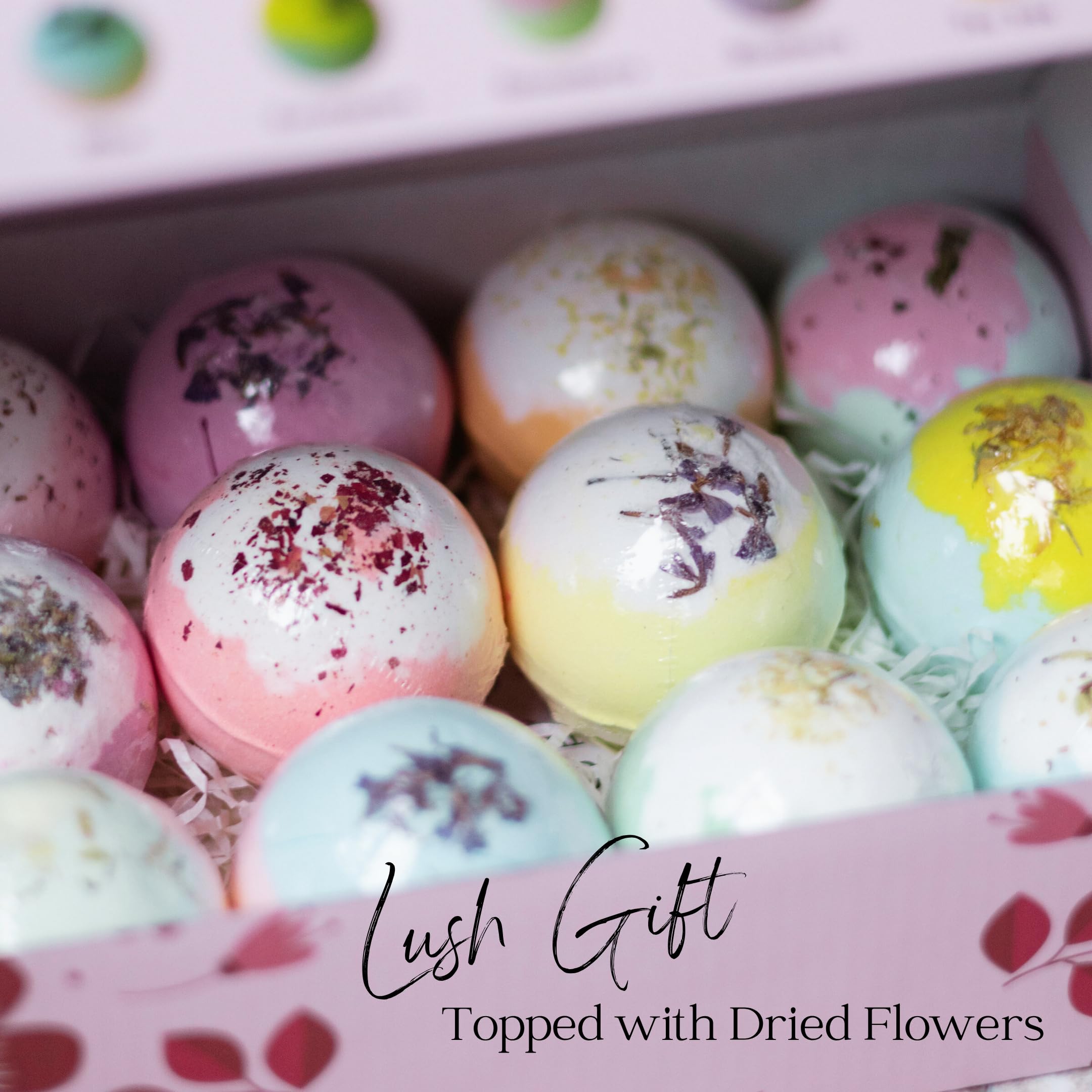 EvolutionUSA Inspire Bath Bombs – 12 Flower-Topped Fizzers for Women & Girls | Organic & Cruelty-Free