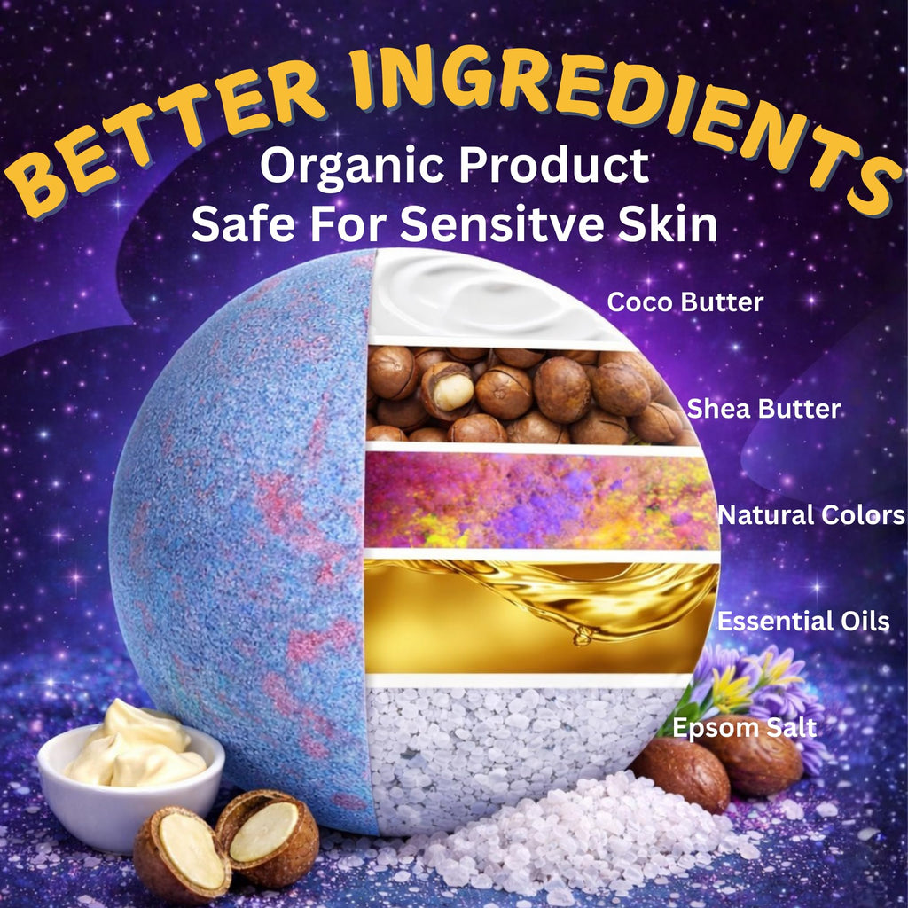 EvolutionUSA Space Bath Bombs for Kids – 6 Planet Bombs with Toys Inside, Organic & Kid-Safe