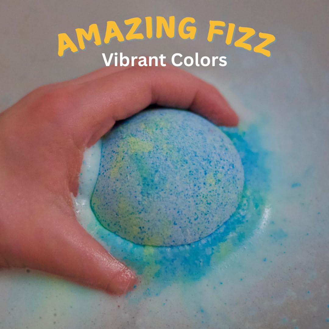 EvolutionUSA Space Bath Bombs for Kids – 6 Planet Bombs with Toys Inside, Organic & Kid-Safe
