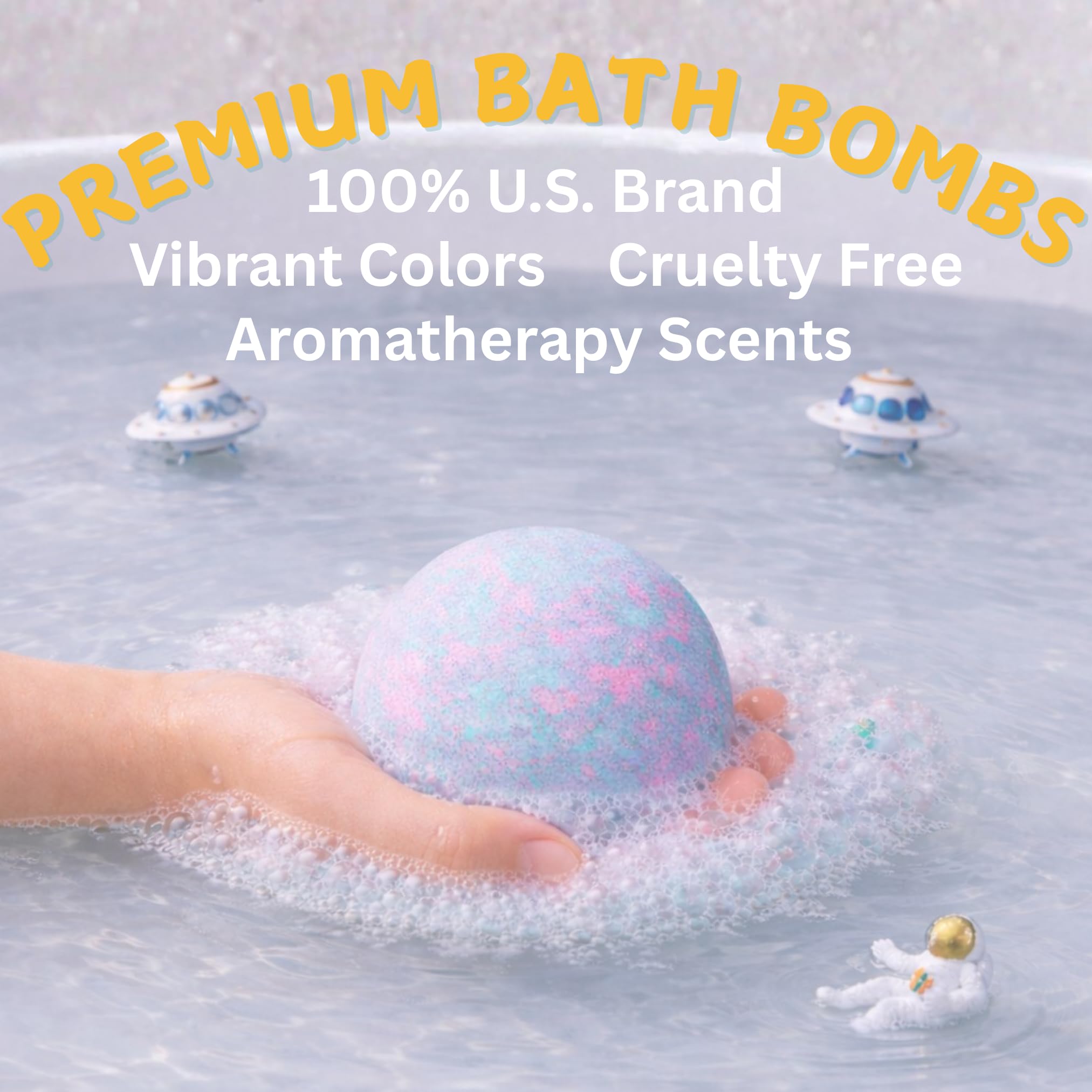 EvolutionUSA Space Bath Bombs for Kids – 6 Planet Bombs with Toys Inside, Organic & Kid-Safe