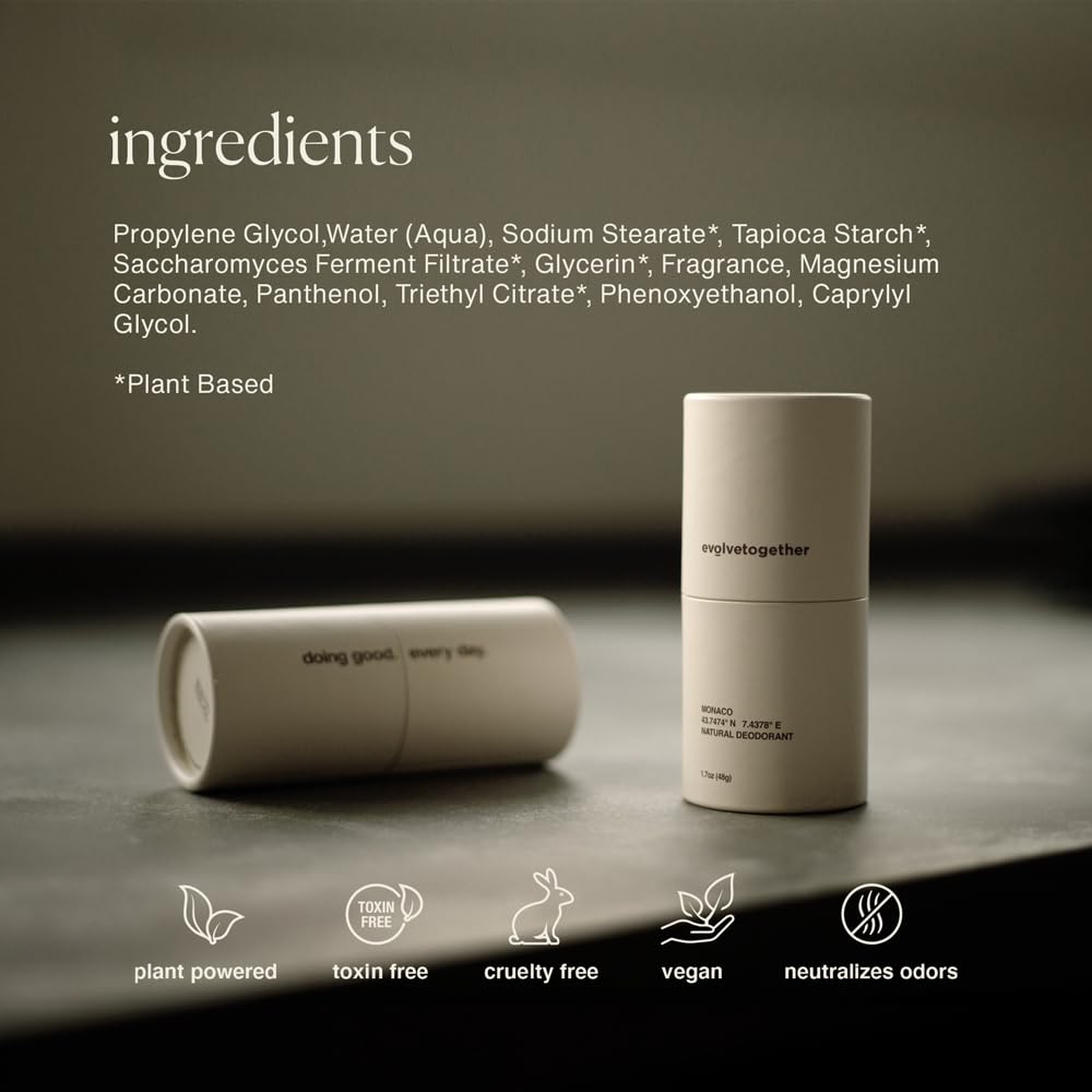 evolvetogether Aluminum Free Deodorant – Mandarin, Oud & Patchouli | Vegan, Cruelty-Free, Baking Soda Free | Made in USA 1.69 oz