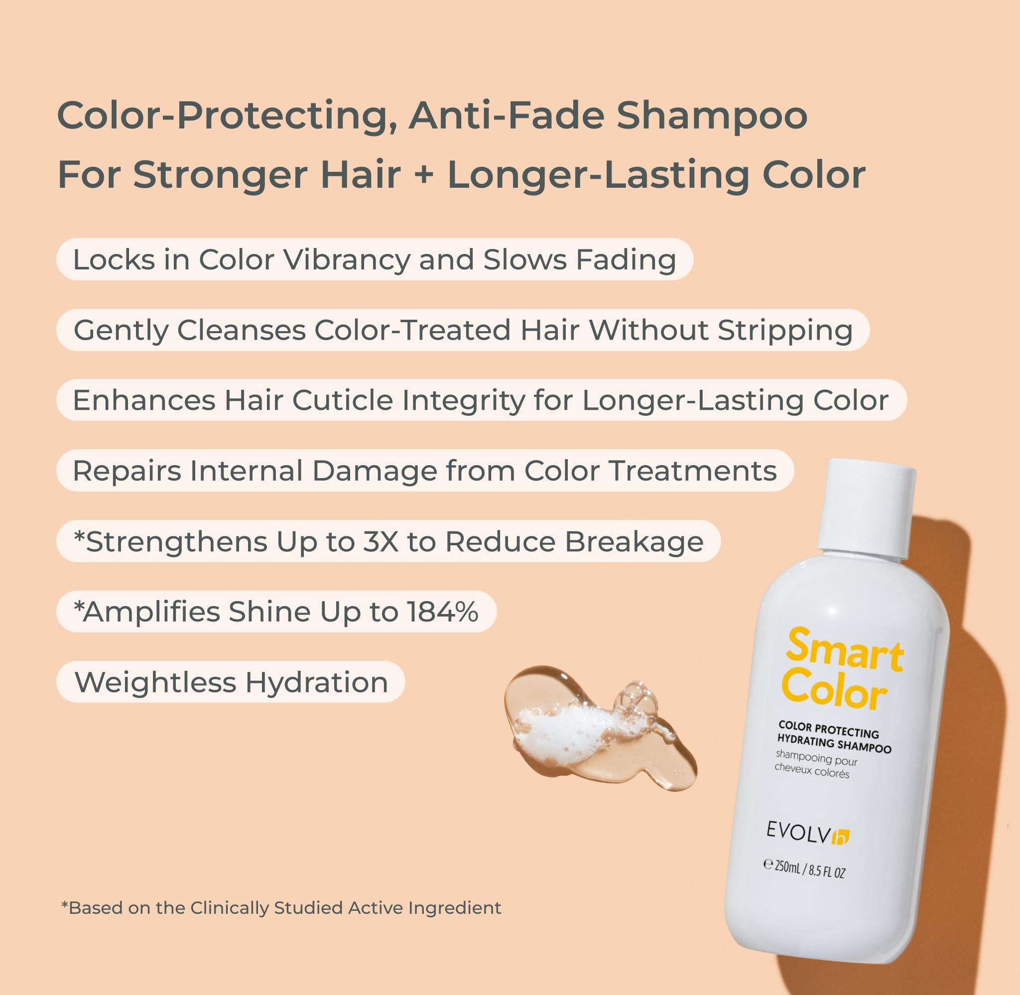 EVOLVh SmartColor Protecting Shampoo – Vegan, Non-Toxic Color-Safe Hair Care (33.8 fl oz)