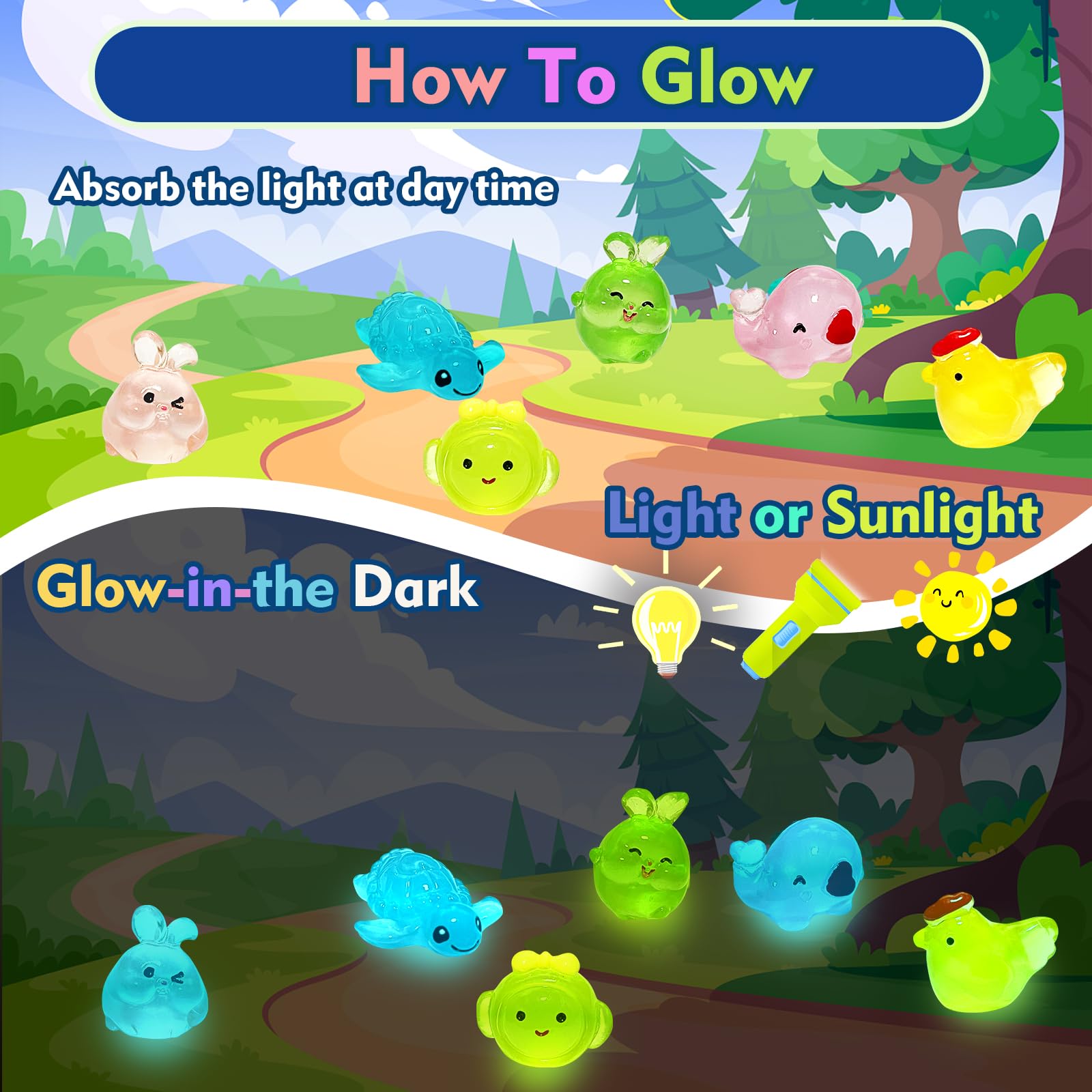 Excalla 20-Pack Kids Bath Bombs with Surprise Toys — Glow-in-the-Dark Fun