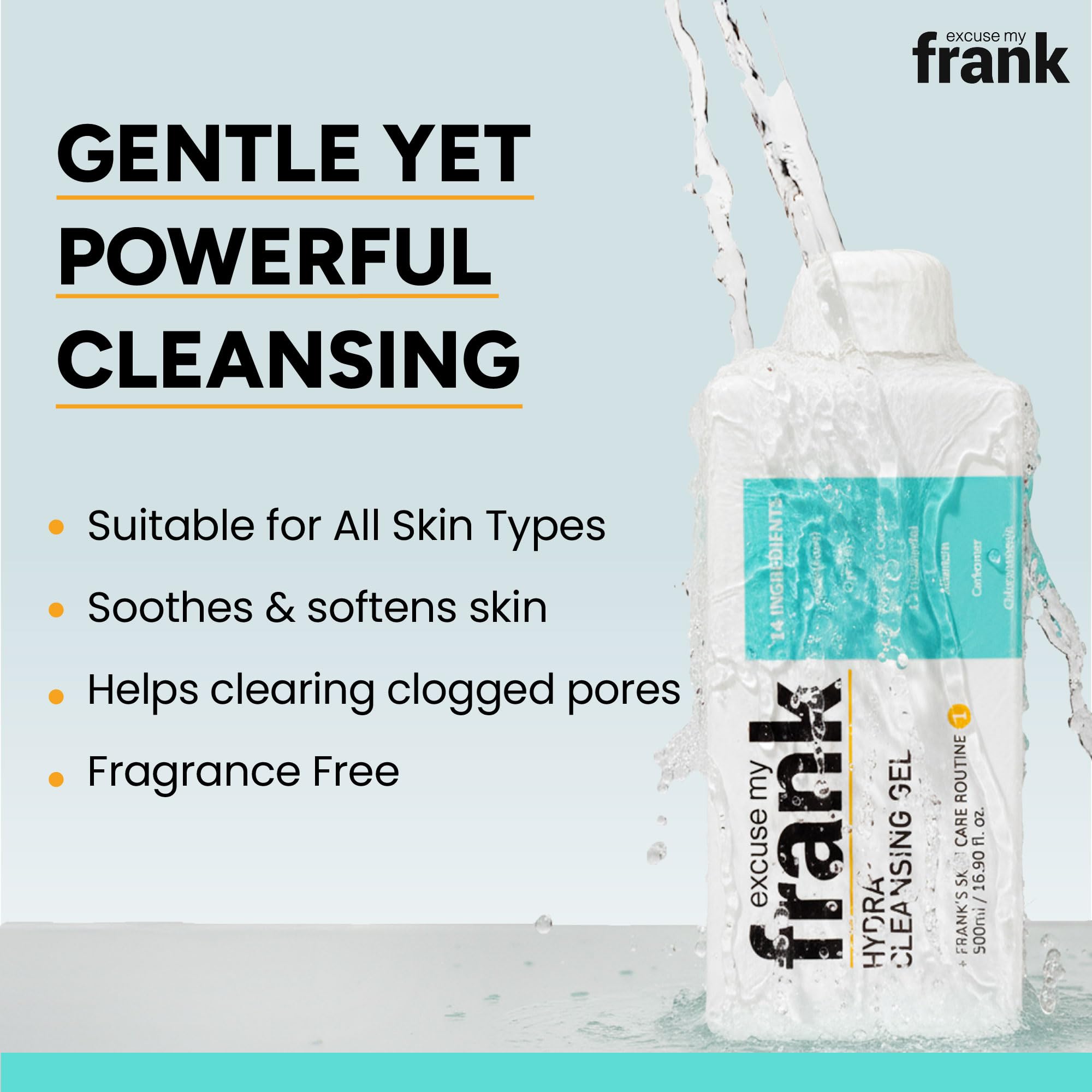 Excuse My Frank Hydra Cleansing Gel – Hydrating Facial Cleanser (2 Pack) | Korean Skincare