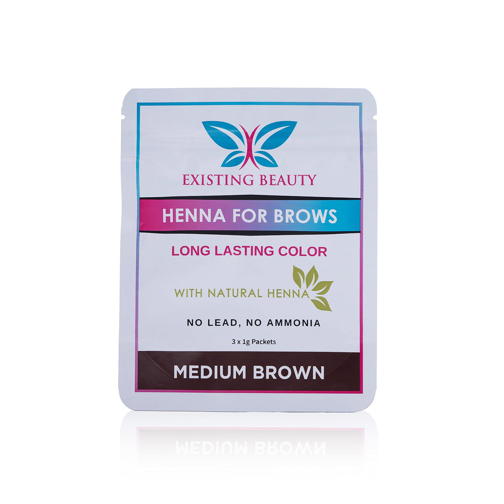 Existing Beauty Medium Brown Eyebrow Henna Tint Kit | Pro Brow Dye with Instructions